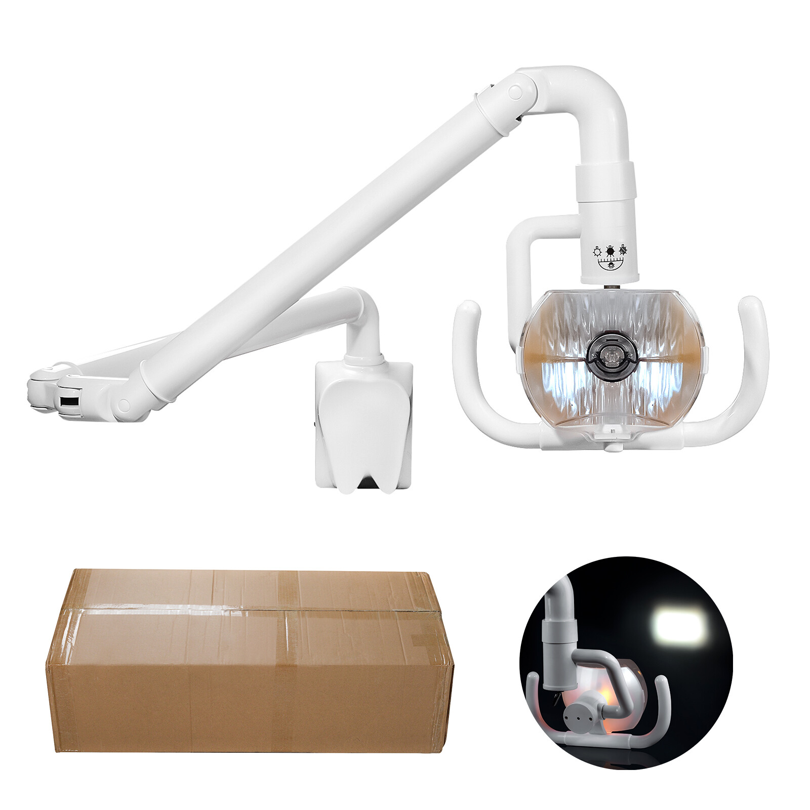 50W Wall-Mounted Dental Surgical Halogen Light Shadowless Lamp Light with Arm US