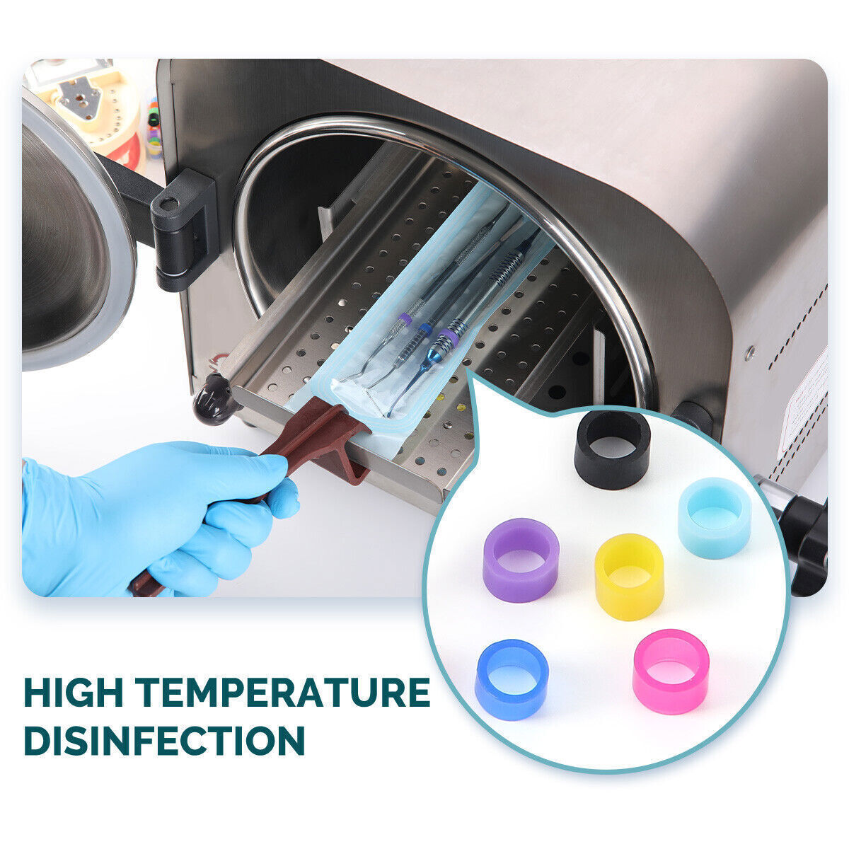 Dental Instrument Recognition Silicone Color Code Rings Bands Large Sizes 135ºC