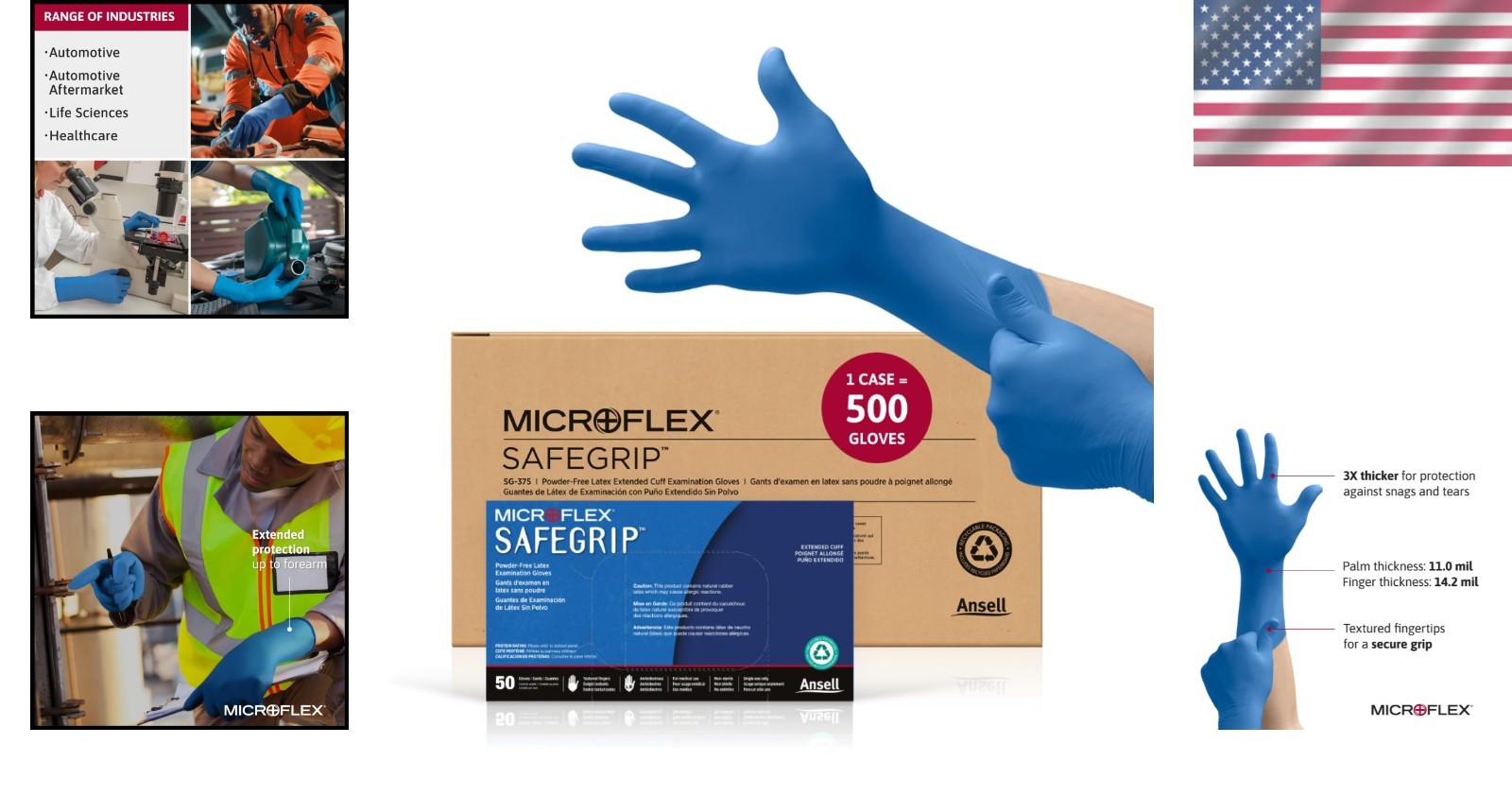 Durable & Waterproof MICROFLEX SafeGrip SG-375 Latex Gloves – 500 Pack (Small)