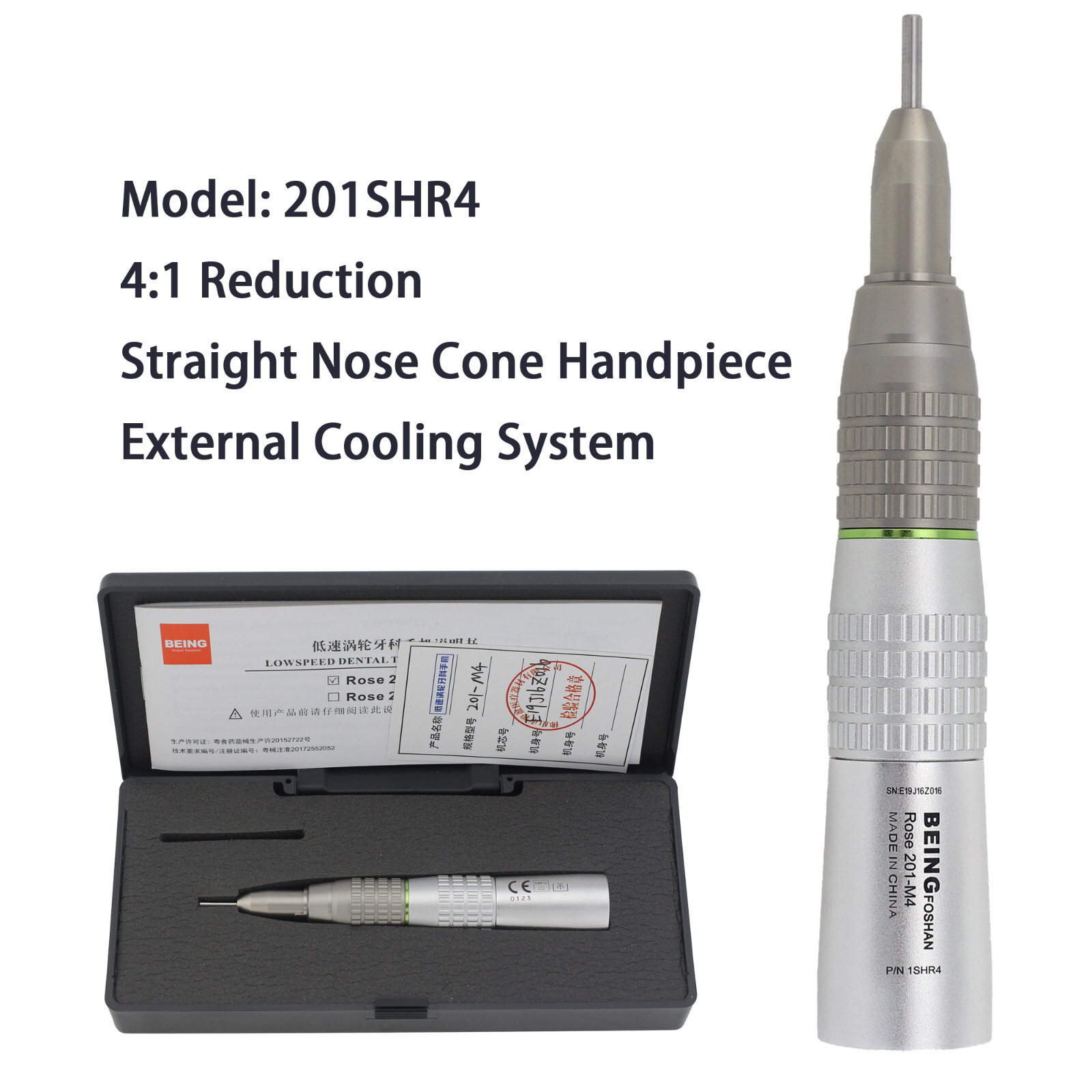 BEING Dental 4:1 Reduction Straight Handpiece Nose Cone ISO E type NSK EX-5B USA