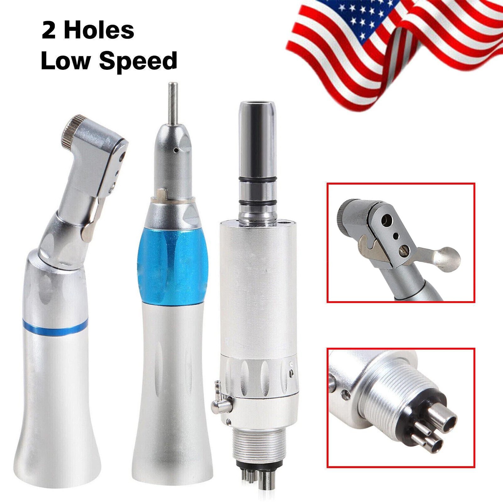 Dental Low Speed Handpiece Straight Contra Angle Air Motor 4 /2H
