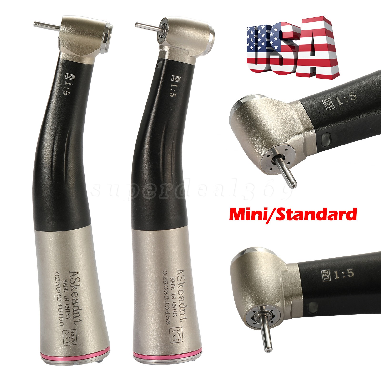 Dental 1:5 LED Contra Angle Low Speed Handpiece Increasing Inner Channel For NSK