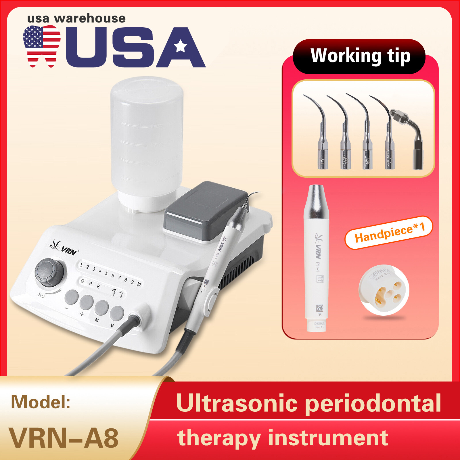 LED Dental Ultrasonic Piezo Scaler HW-5L Handpiece with 5 Tips