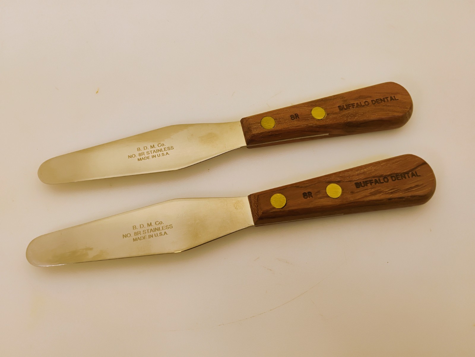 Set (2) 4X1 Taper Blade Petite Mixing Spatulas USA Wood Handles 8R Factory 2nd