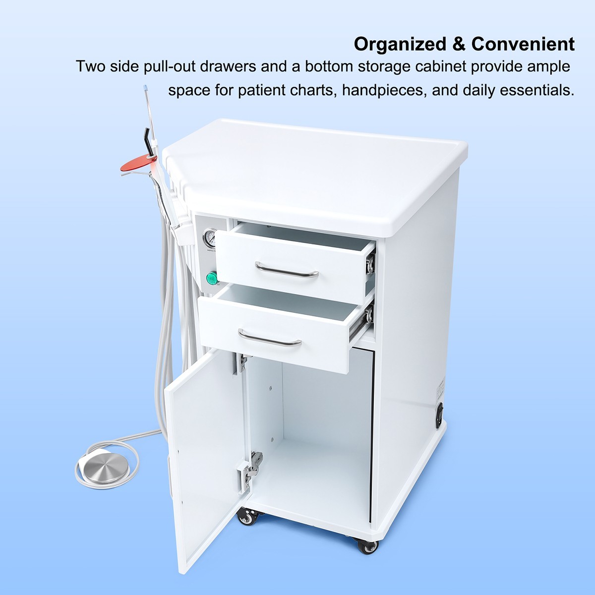 Dental Mobile Delivery Unit Built-in Drawers& Storage With Air Compressor 4Hole