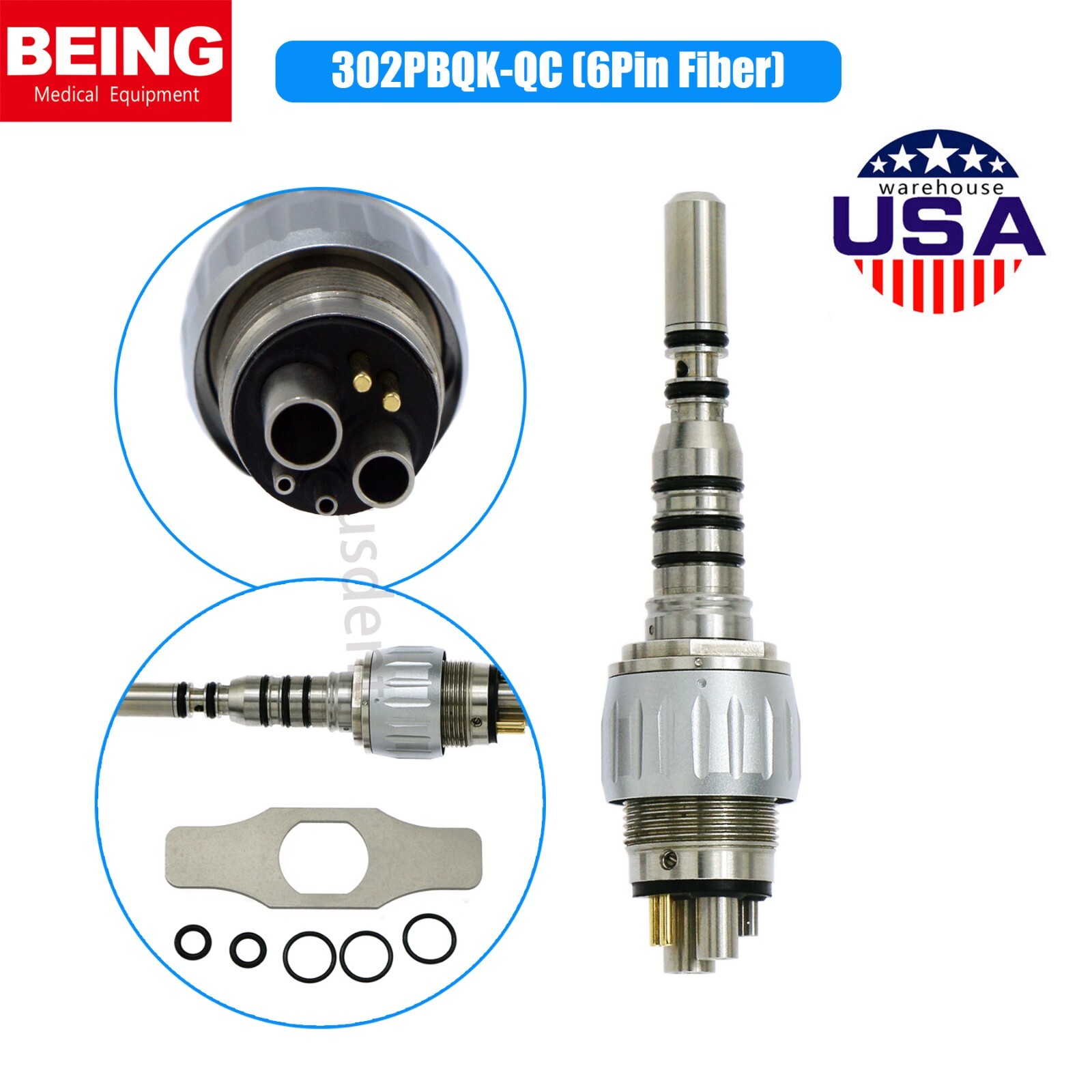 US KaVo MULTIflex LUX 465 LED Style BEING Dental Handpiece Coupling 6 Pin 302PBQ