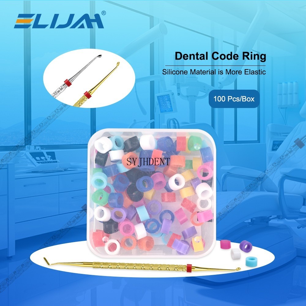 100 Pcs Dental Silicone Code Rings Instrument Autoclavable 135ºC Assorted Color