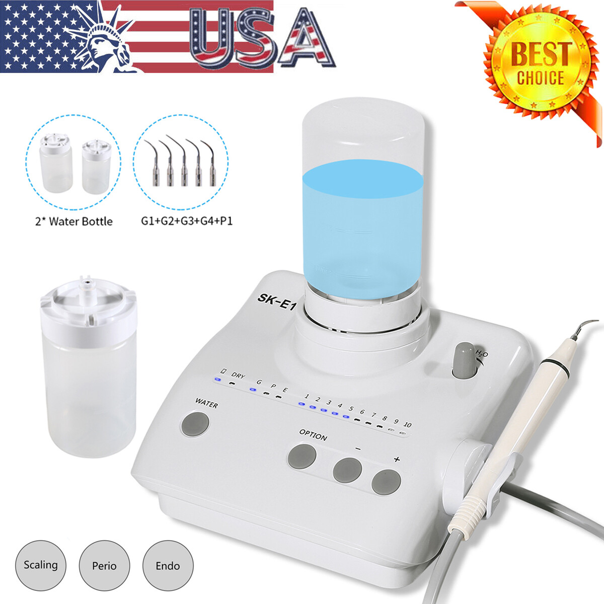 Dental Portable Ultrasonic Piezo Scaler auto water supply fit EMS & Handpiece
