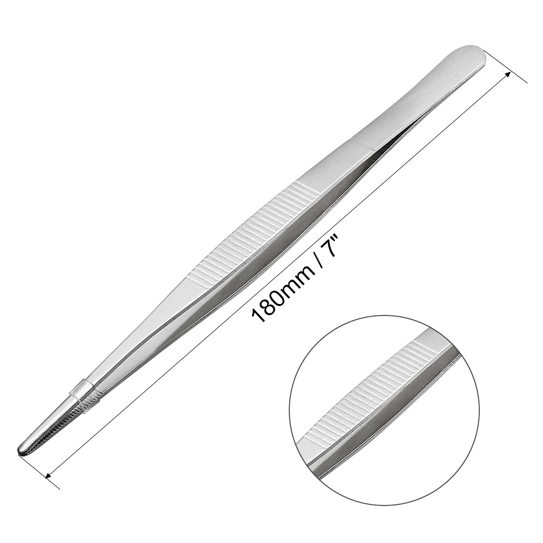 5Pcs 7″ Stainless Steel Straight Blunt Tweezers Serrated Tip