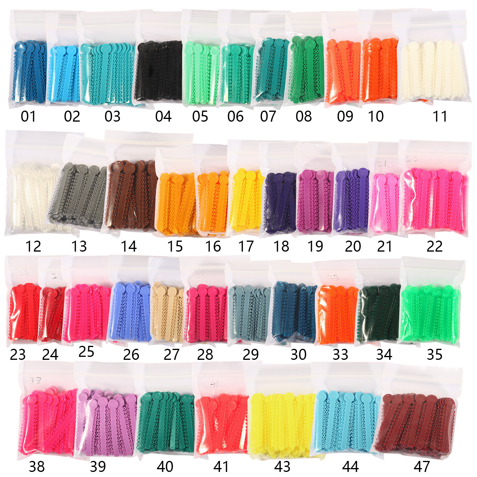 1040pcs Dental Orthodontic Ligature Ties Braces Elastic Rubber Bands 43Colors sk