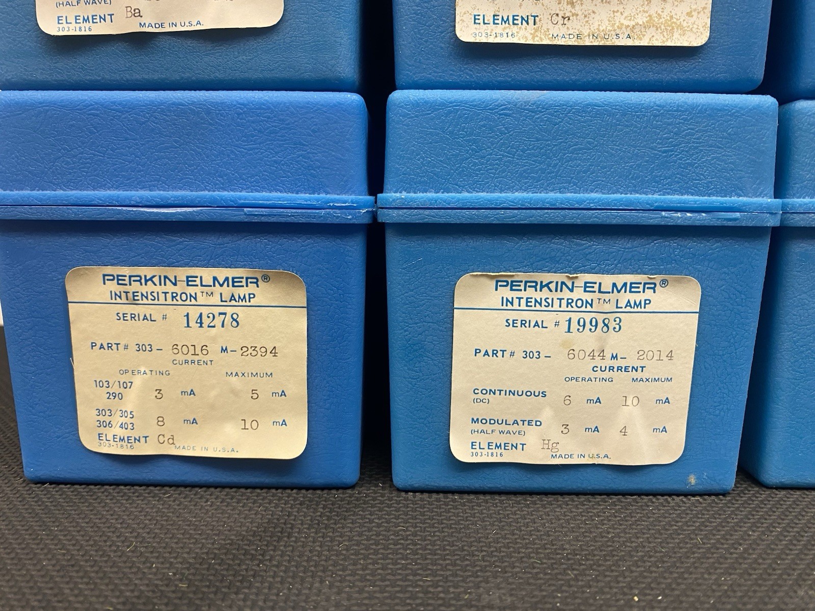 Lot of 15 Different Perkin-Elmer 303-60xx Intensitron Hollow Cathode Lamps