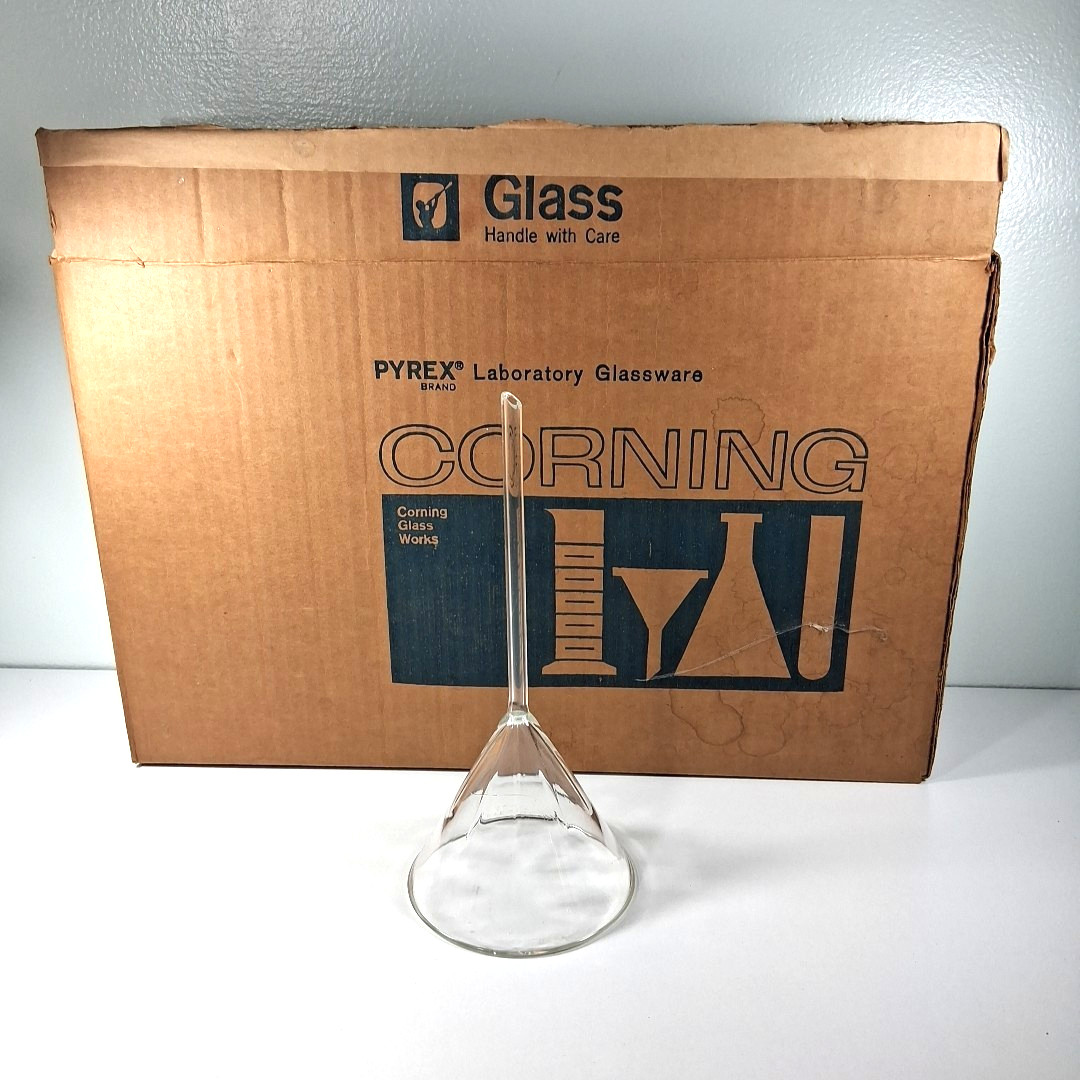 NOS Lot of 3 Corning PYREX 6160 100mm Diameter Fluted Funnel Long Stem USA Made