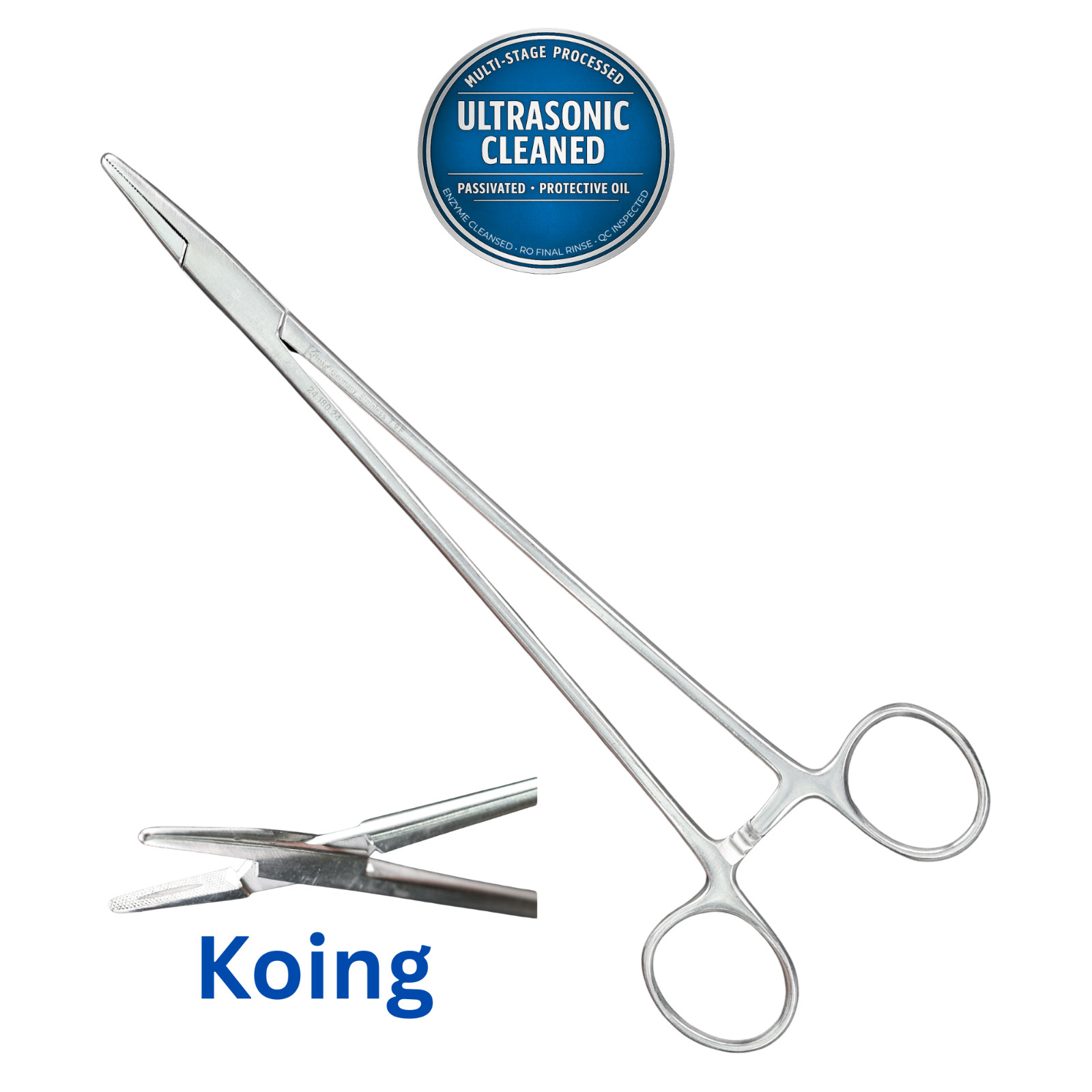 Konig 2418024 Mayo-Hegar Needle Holder, Serrated, Straight, 9-1/8″