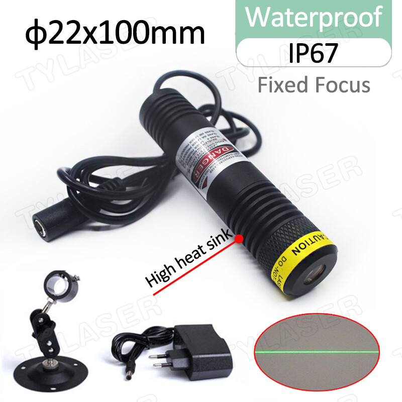 Waterproof IP67 D22X100mm Glass Lens 520nm Green Line Laser Diode Module 5V DC