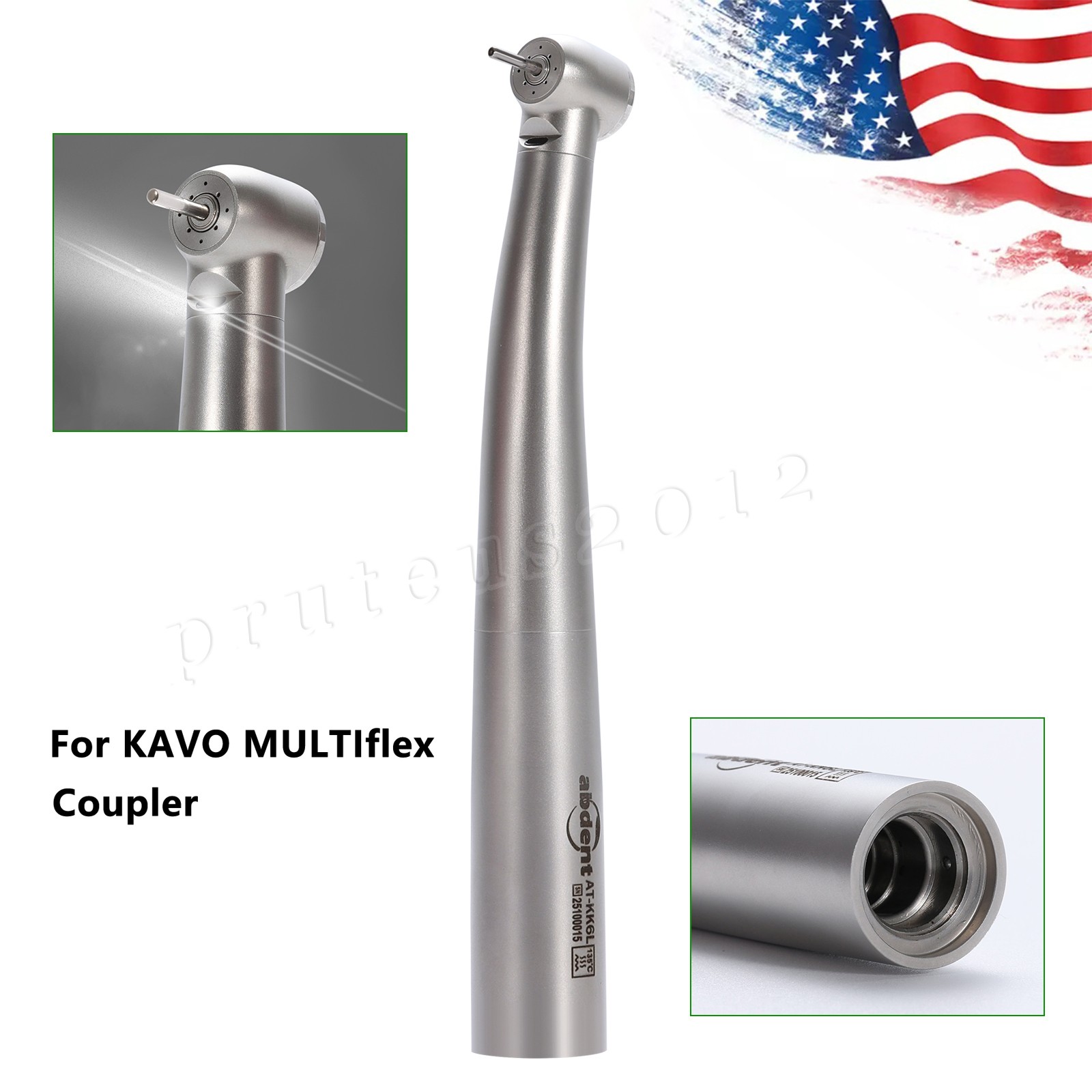 Abdent Dental Fiber Optic LED Handpiece 4 Spray/4 Hole LED Coupling Fit KAVO