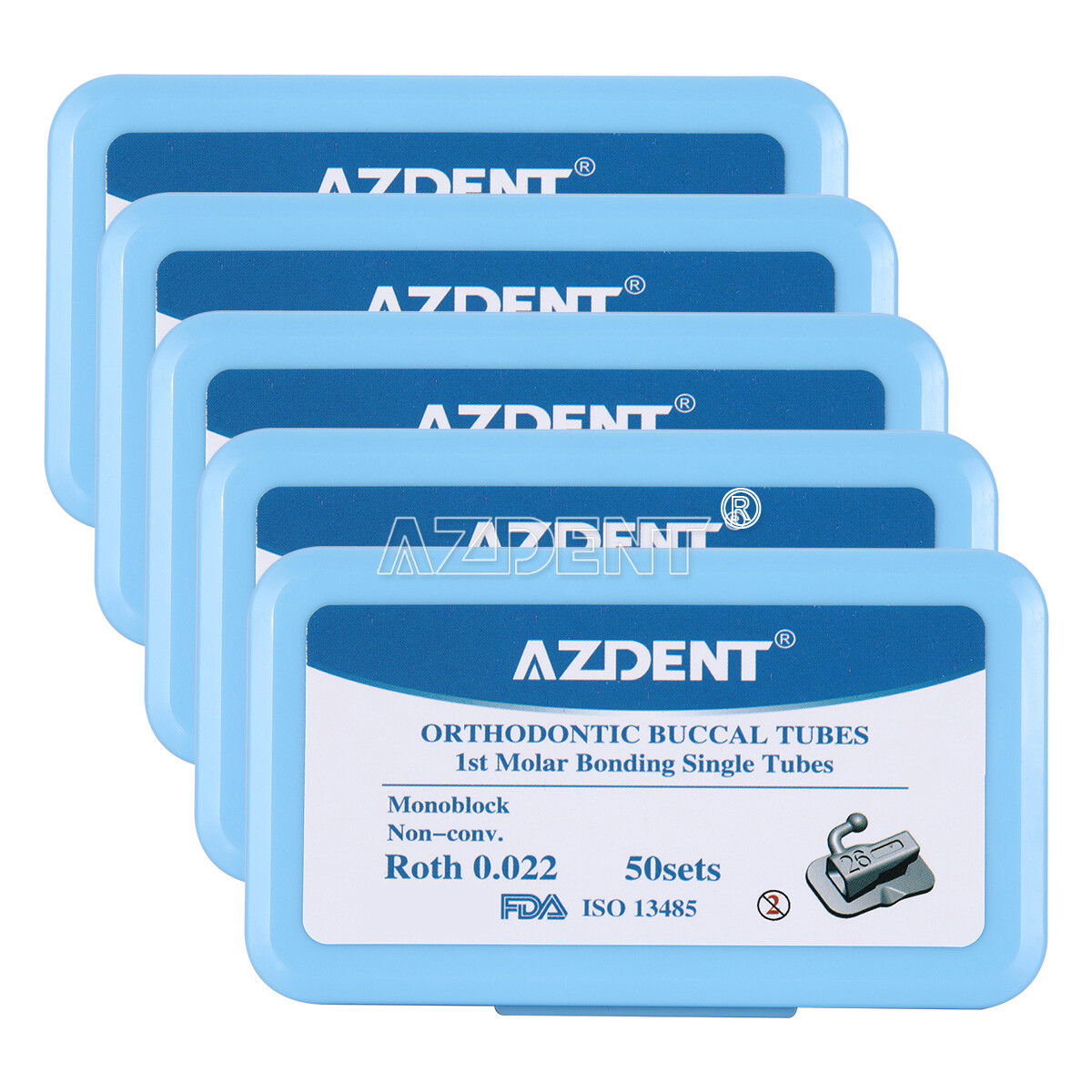 50 Sets AZDENT Dental Orthodontic Buccal Tubes 1st Molar Roth 022 Non-Conv.