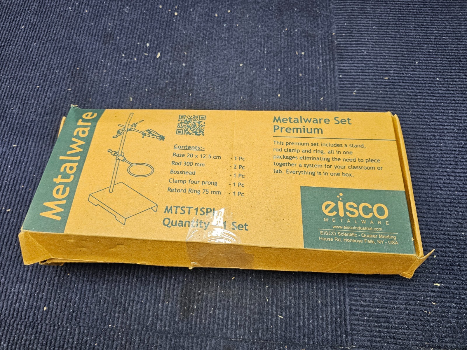 Eisco MTST1SPL Metalware Upgraded Rectangular Retort Stand Rod Support