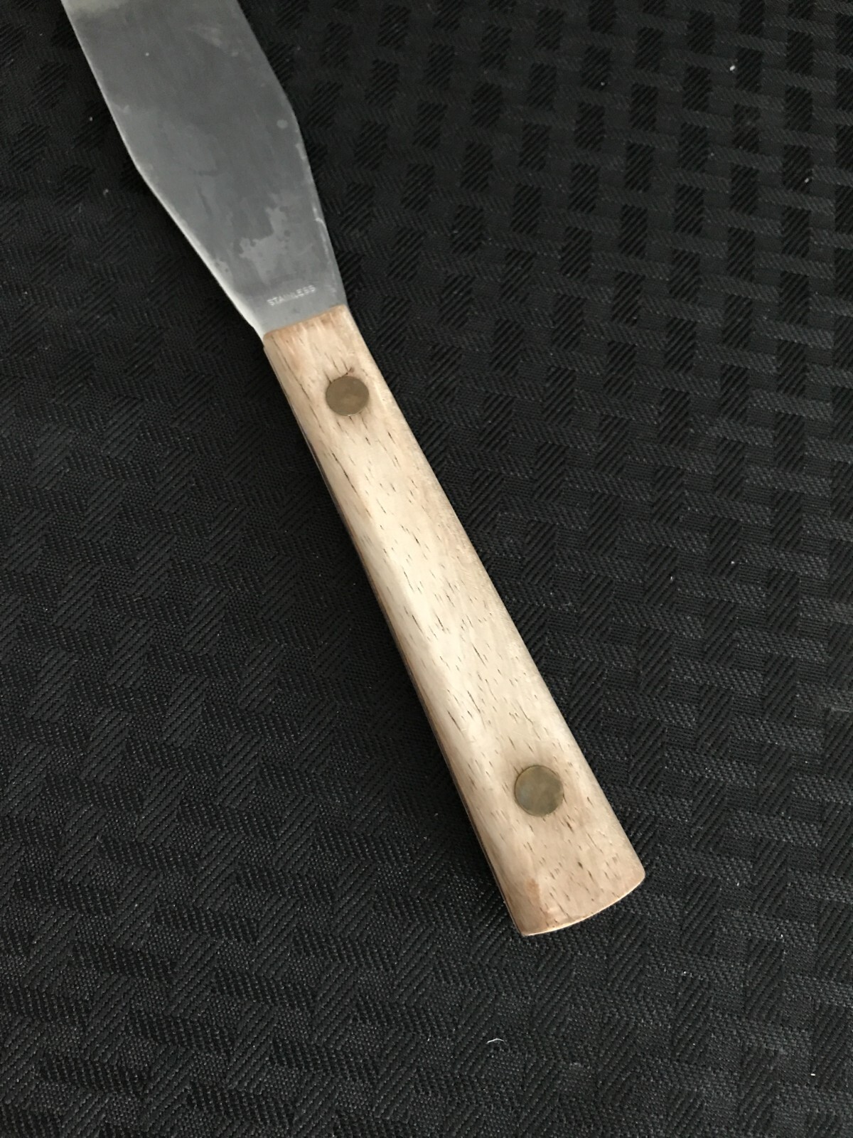 Lab Stainless Steel Spatula w/ Wood Handle 14-3/4” L x 1-1/2″ W with 10” Blade