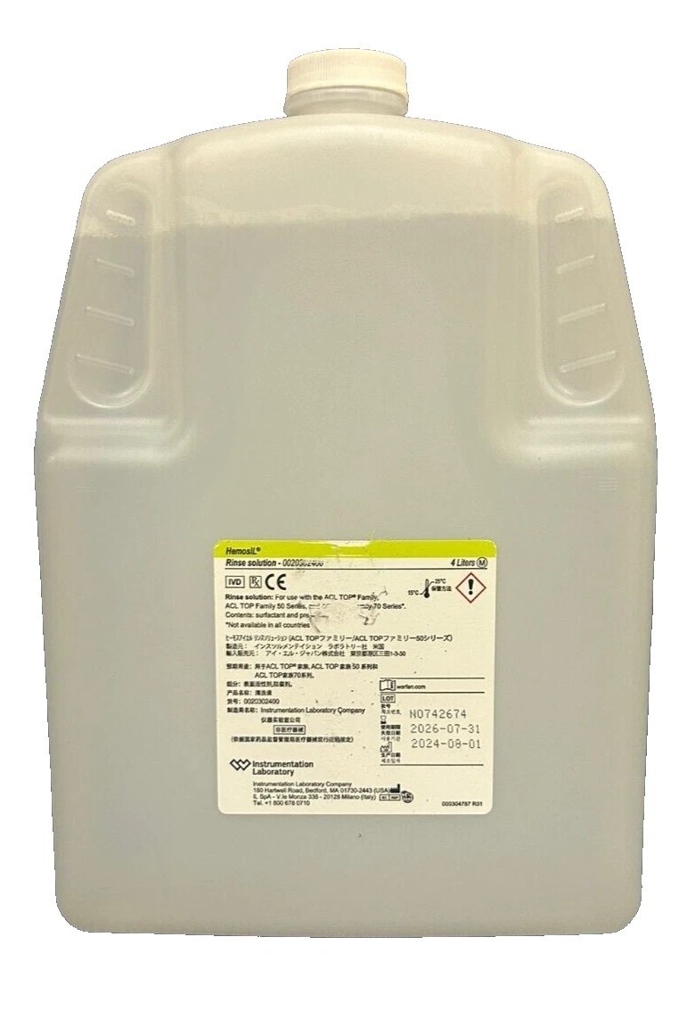 HemosIL Rinse Solution 0020302400 for ACL TOP Family Instruments 4 Liters