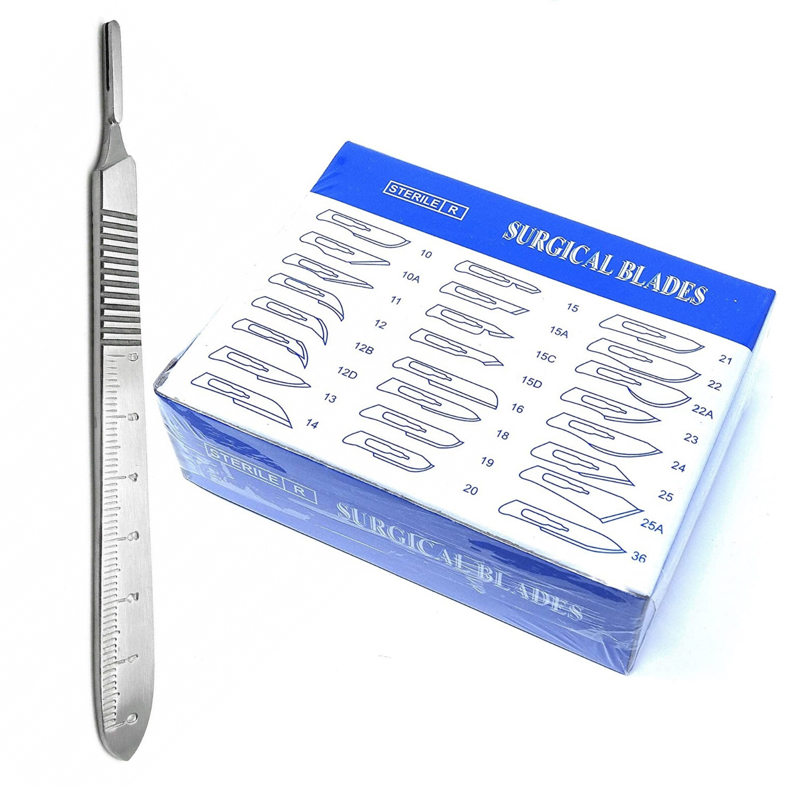 100 Sterile Surgical Blades #11 w/ Reusable Scalpel Handle #3 Medical ENT Dental