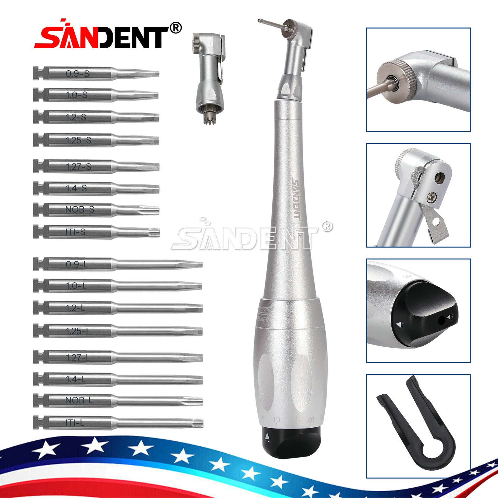 Dental Universal Implant Torque Wrench Handpiece Torque Wrench Driver 2 head+16