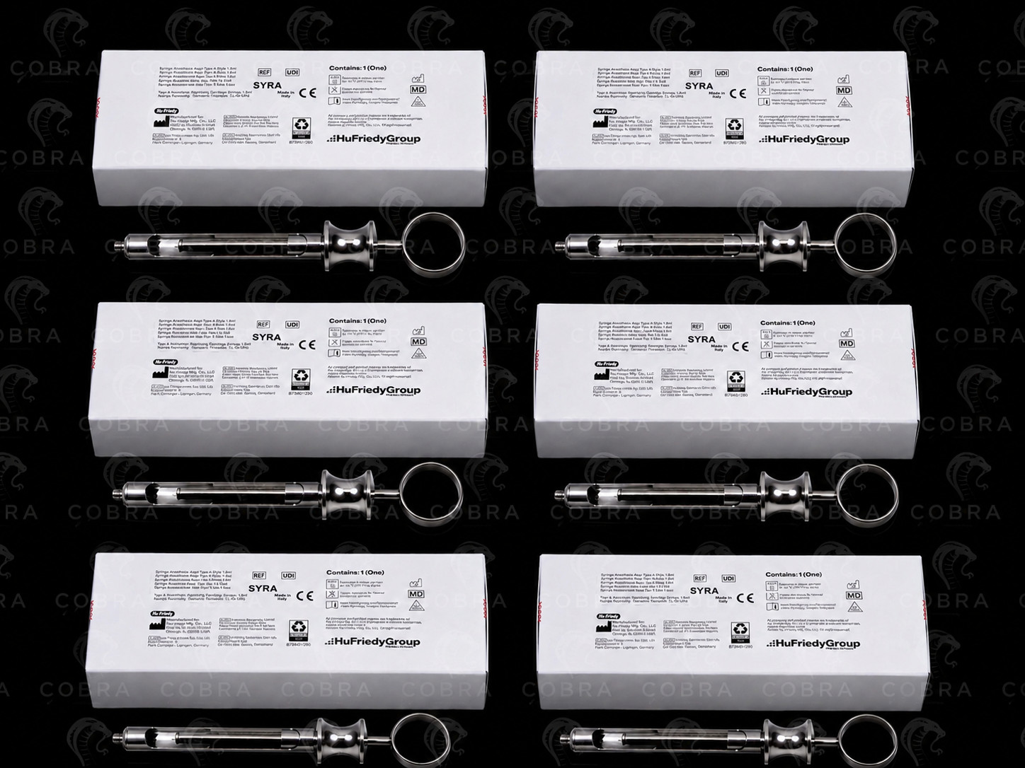 Hu-Friedy 6 PC SYRA Aspirating Anesthetic Syringe Type A 1.8 mL Volume