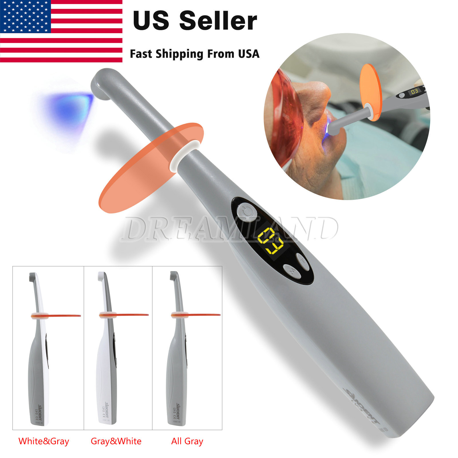 Dental LED Curing Light Cure Lamp Wireless Cordless Composite Resin 3S FDA