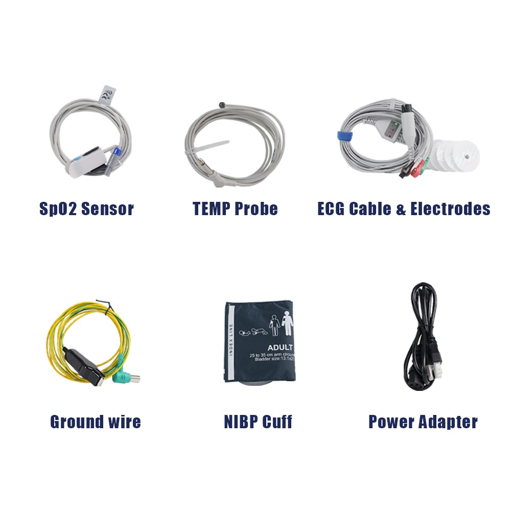 12-Inch Patient Vital Signs Monitor Multi-Parameter ECG/NIBP/TEMP/RESP/SPO2/PR