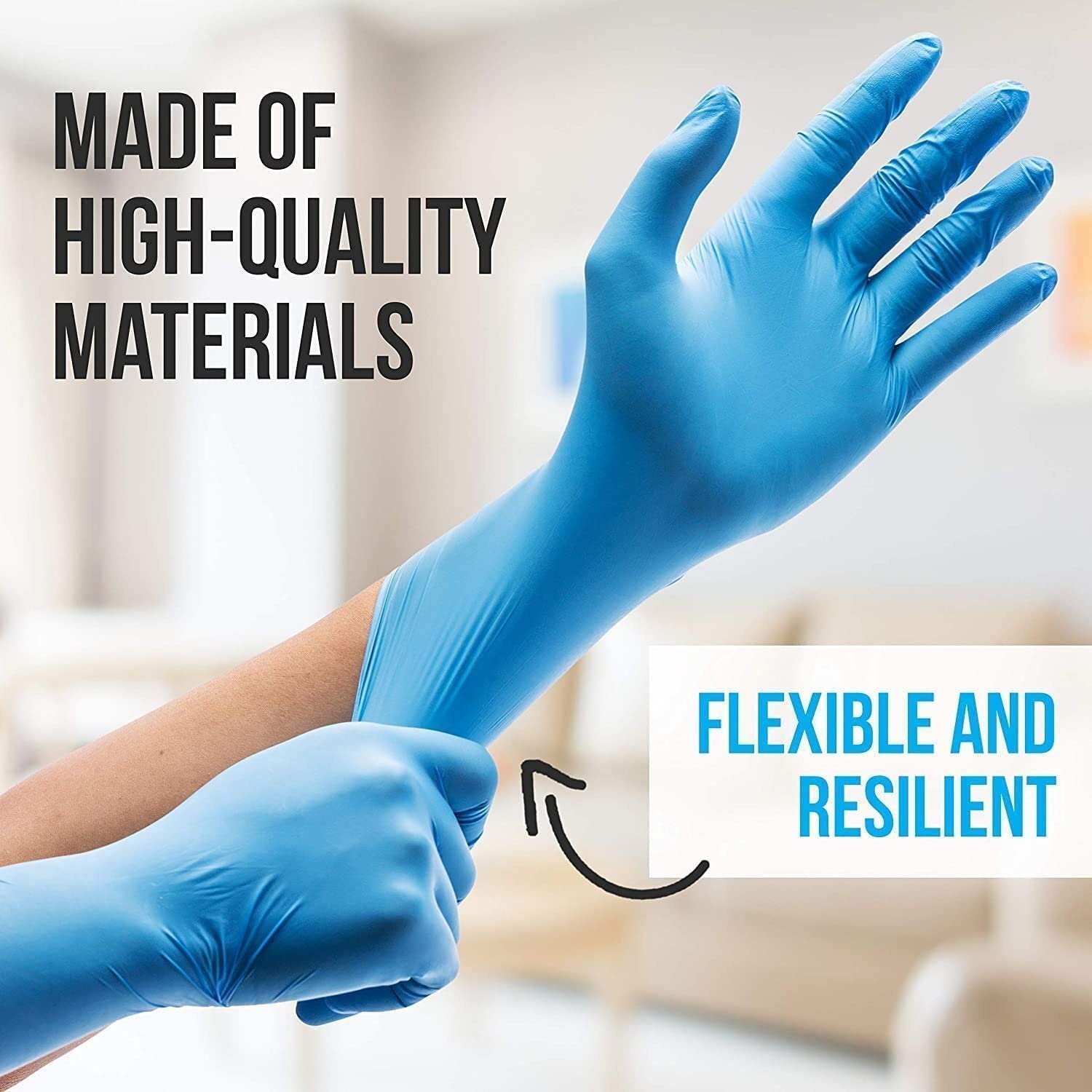 SereneLife 1000Pcs Soft Industrial Glove Nitrile Vinyl Large Size/Powder-Free