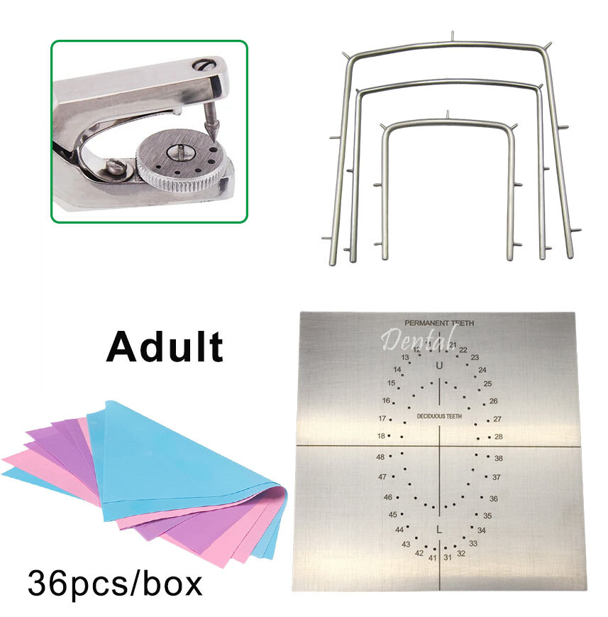 Dental Adult Rubber Dam Sheets Frames Stainless Punch Template Ainsworth Plier