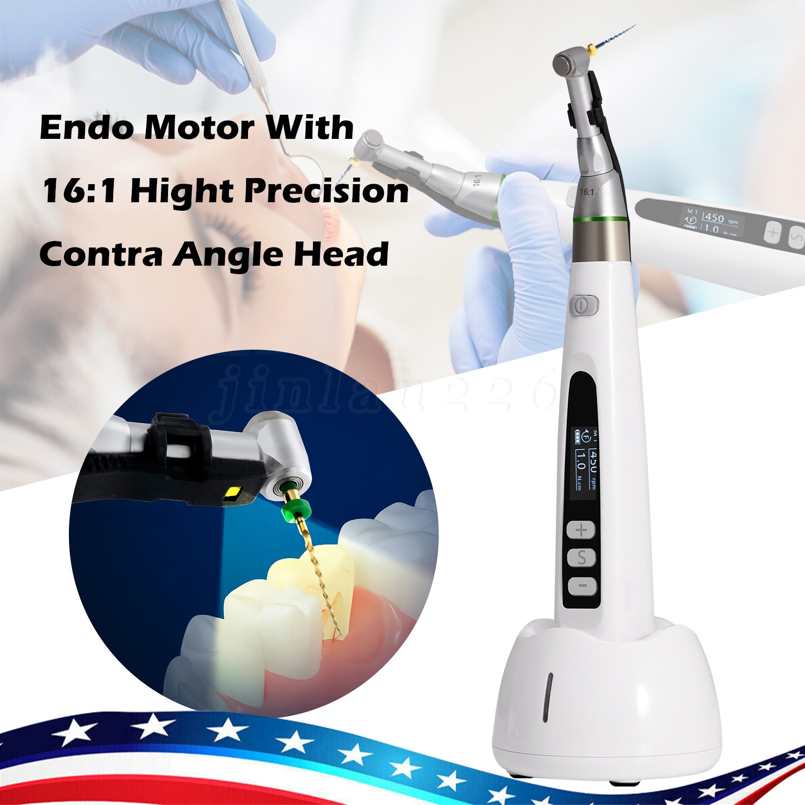 Cordless Endo Motor Handpiece w/ LCD Display, Auto Reverse & Portable