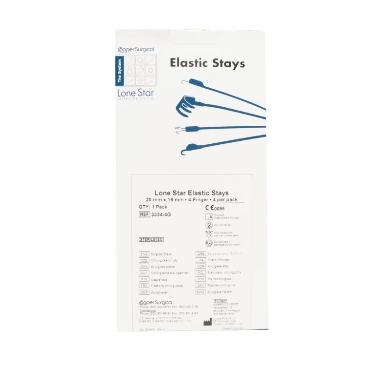 *4-Pieces* Cooper Surgical Lone Star Elastic Stays 20mm x 16mm 4-Finger 3334-4G