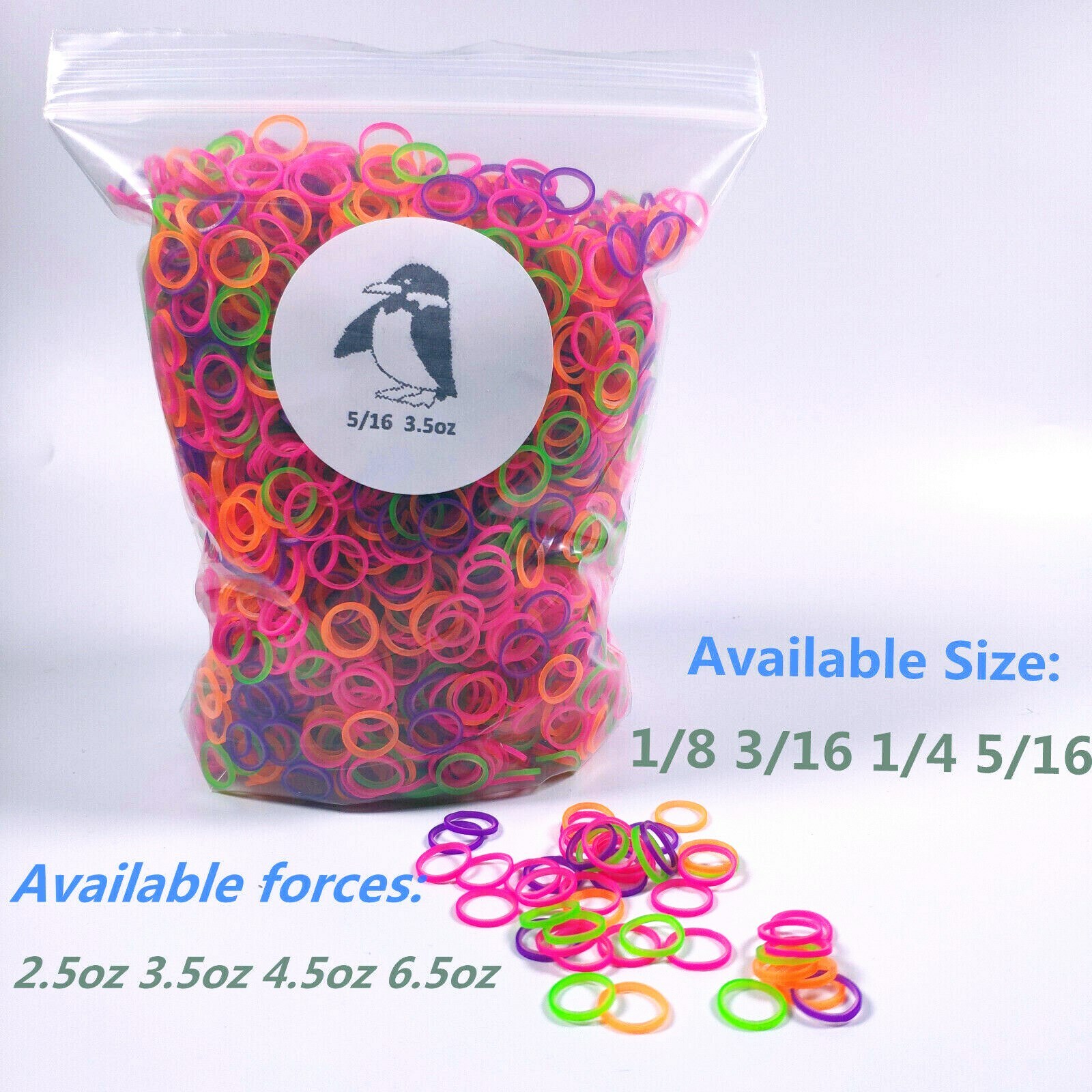Dental Orthodontic Elastic Rubber Band Ties Colorful 2.5/3.5/4.5/6.5OZ 100/5000X