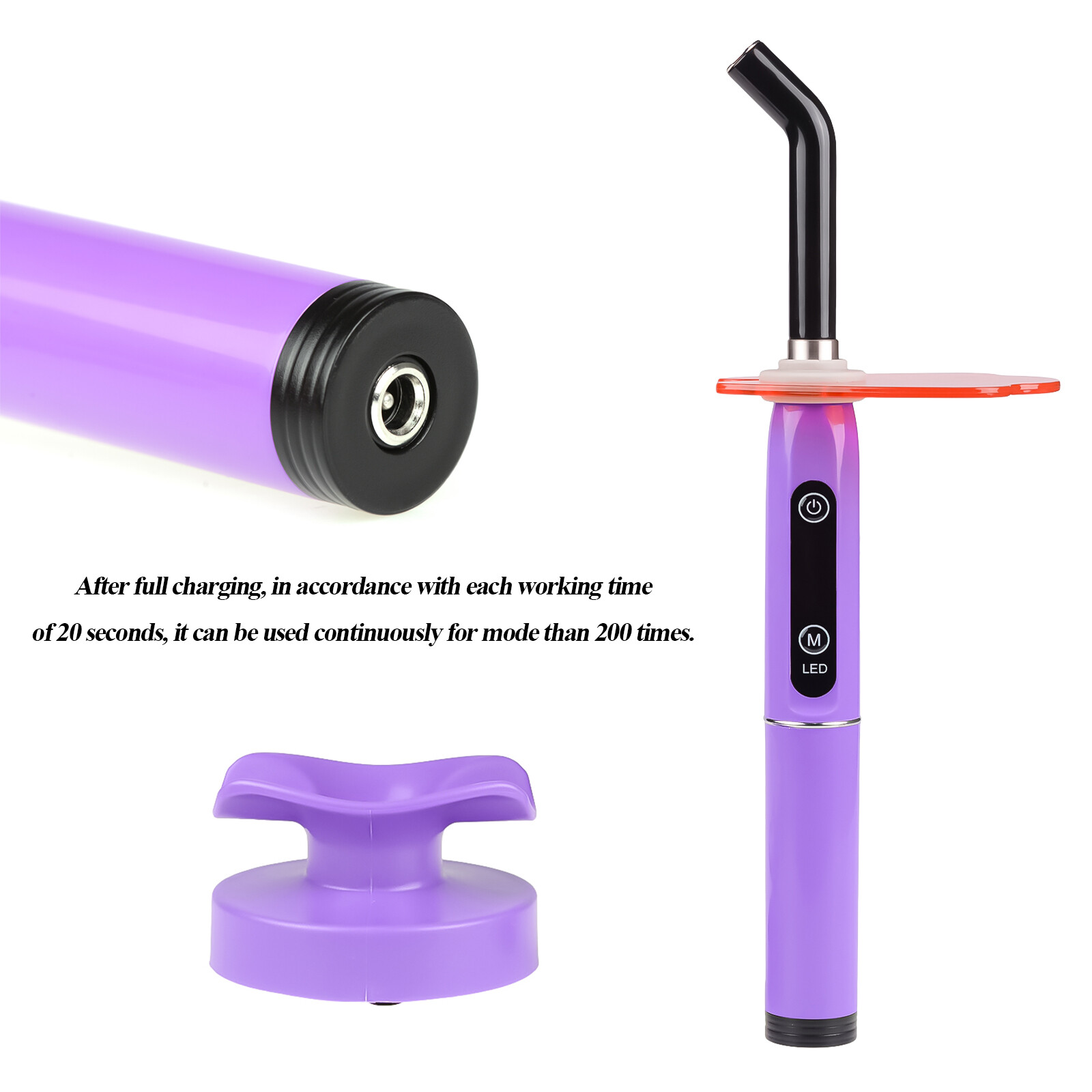 5W Dental High Power Wireless Curing Light 800-2400mw/cm2 Resin LY-A180C Purple