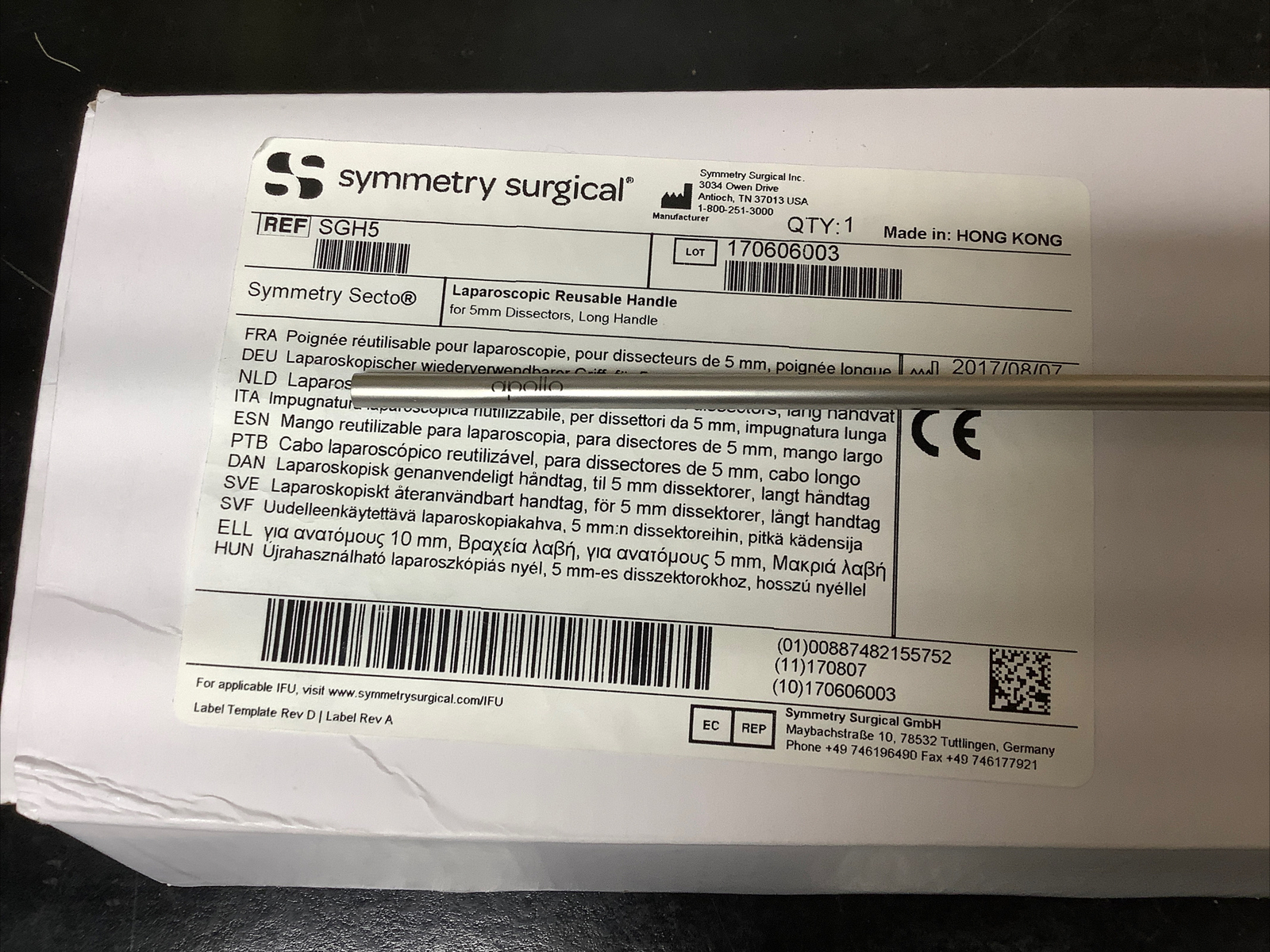 Symmetry Surgical Apollo Laparoscopic Reusable Handle SGH5