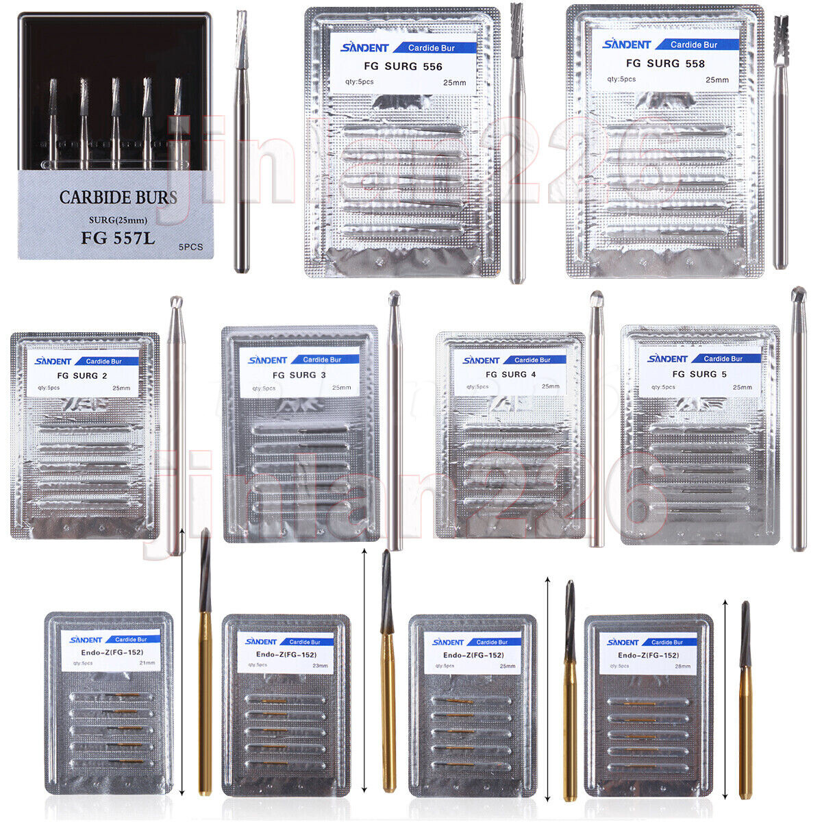 Carbide Bur, FG, #1/4, 1/2, 1, 2, 4, 6, 8 Bur, Round Dental
