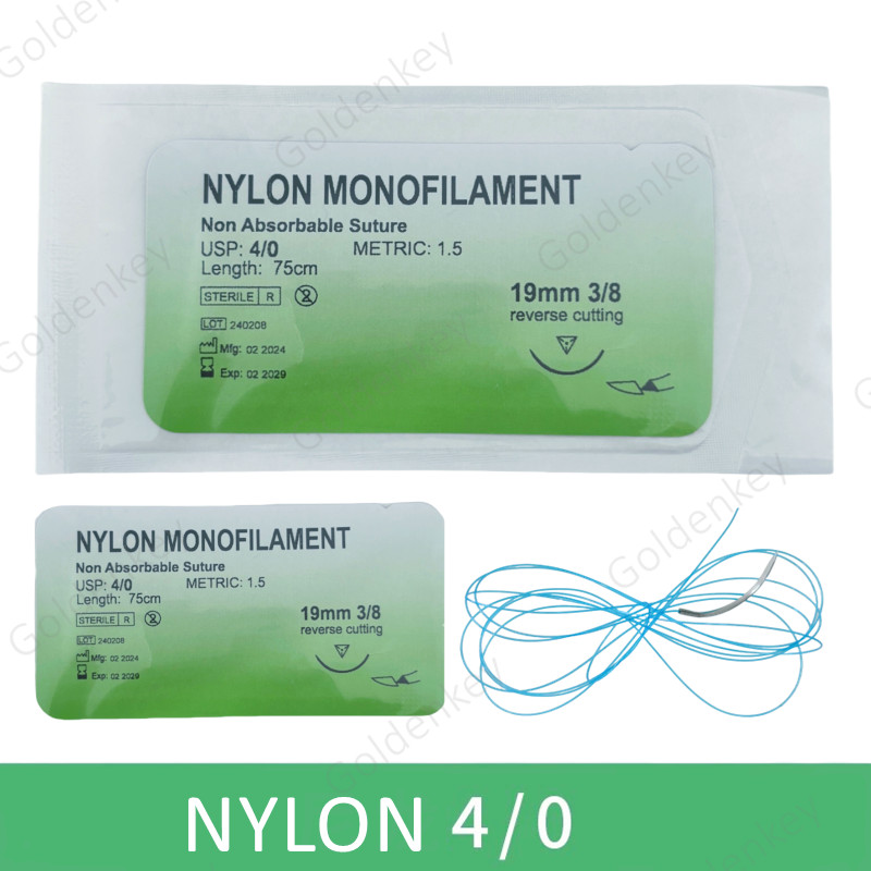 Dental Surgical Suturs Nylon Monofilament 4/0 Reverse Cut Sutur Sterile 4-0