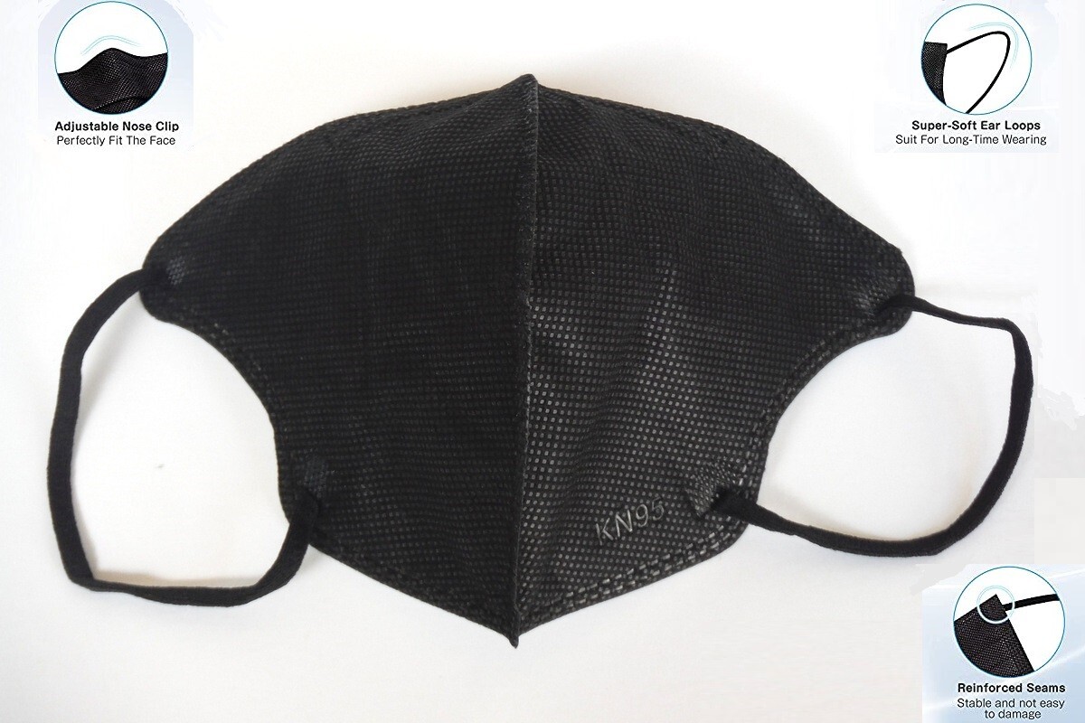 10-500 Black KN95 Face Mask Disposable Respirator 5 Layer CE FFP2 95% Protection