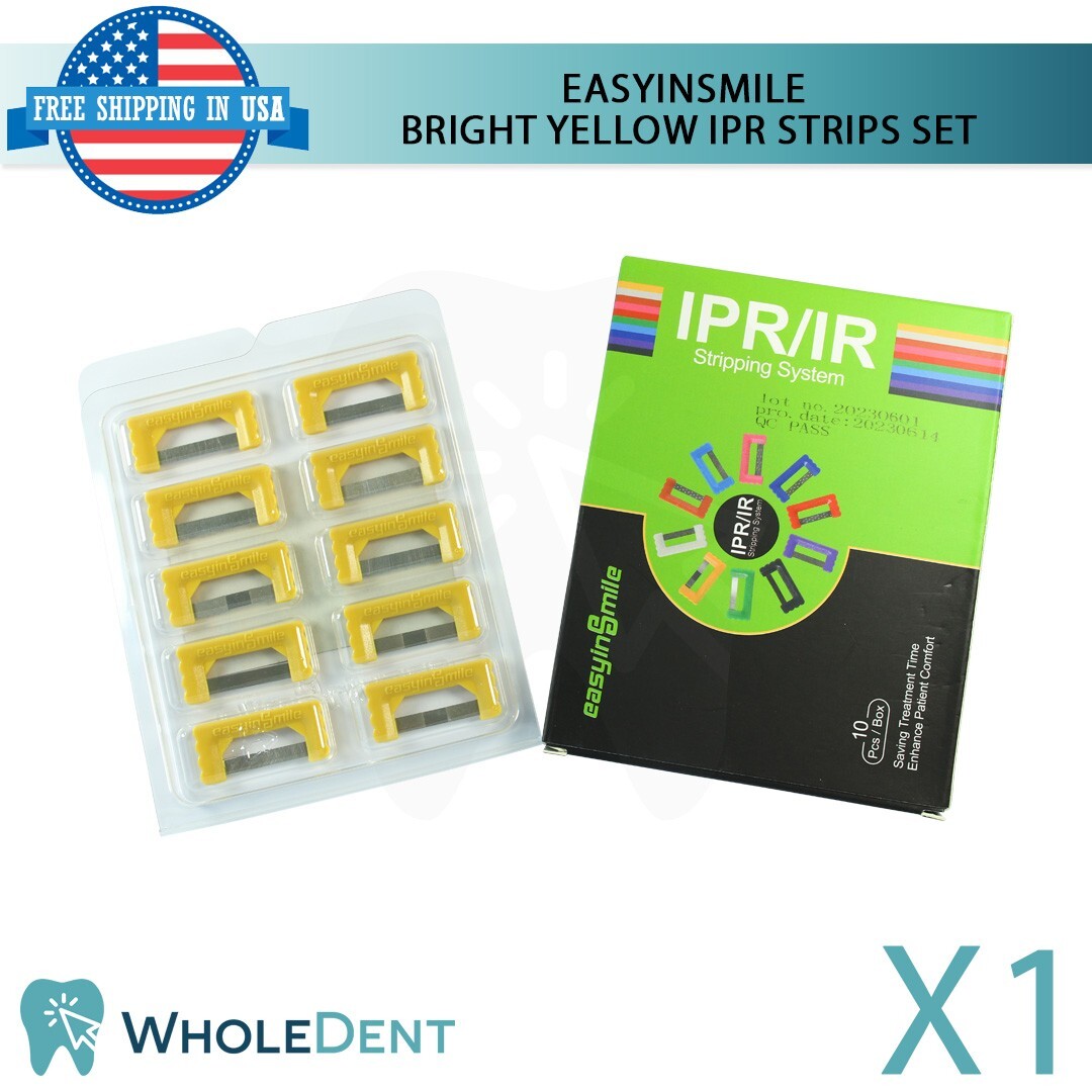 EasyinSmile Dental IPR Double Sided Ultra Fine Grit Bright Yellow Strips 10Pcs