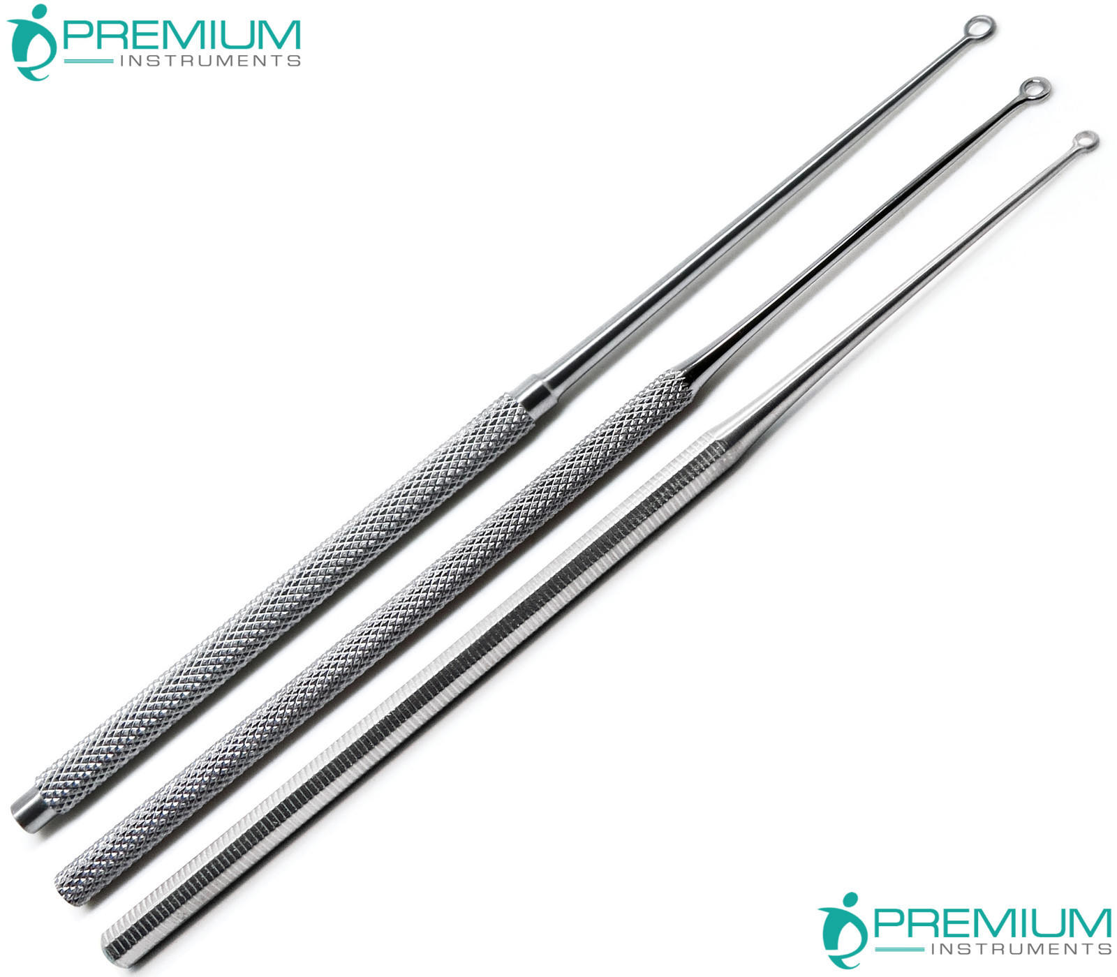 Surgical Buck Ear Blunt Curettes #1, #2, #3 Straight 6.5″ ENT 3 Pcs Instruments