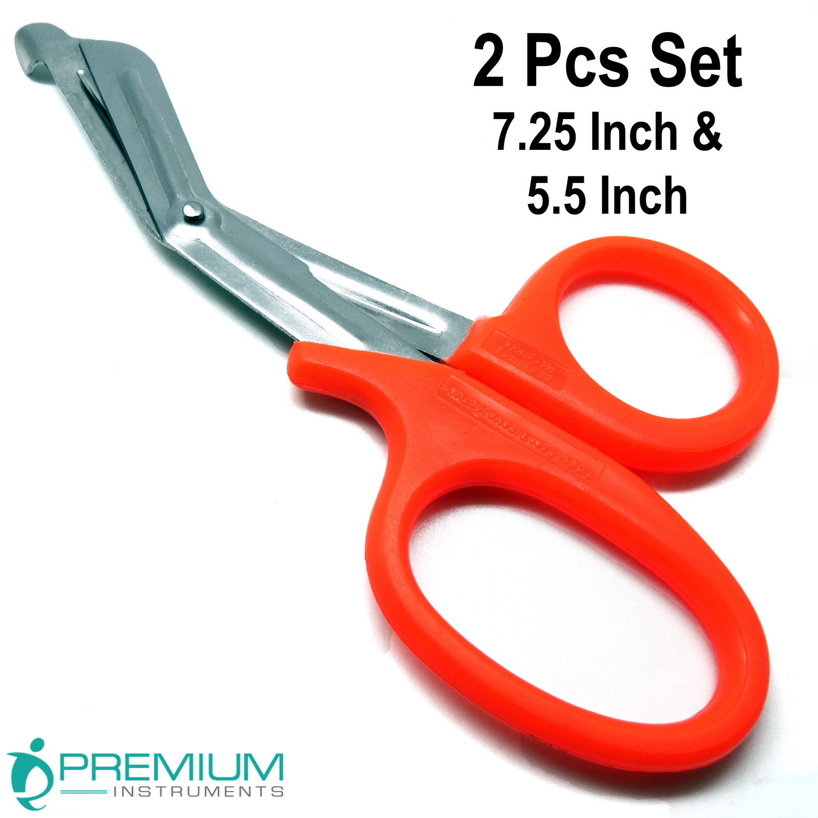 2 Pcs EMT Utility Orange Scissor 5.5″ & 7.25″ Medical Paramedic First Aid Shears