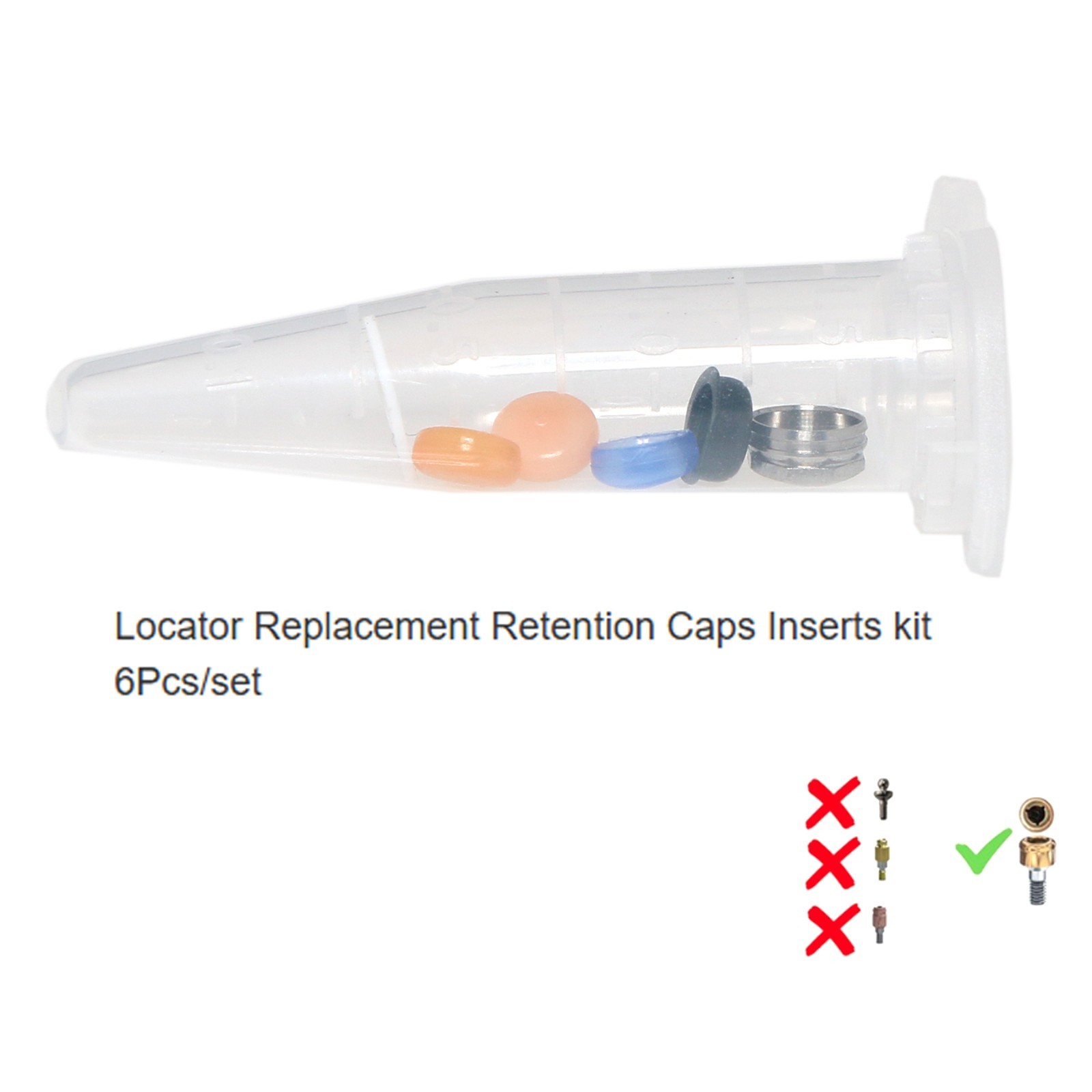 US Dental Male Cap Inserts Compatible Locator Abutment/Ø4.5mm Metal housing Cap