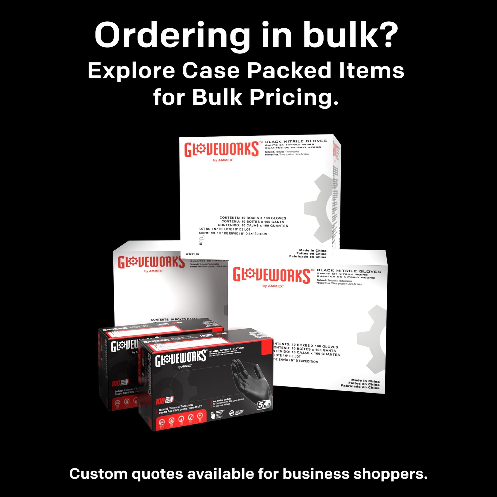 Black Nitrile Gloves 5 Mil Disposable, Large, 2 Boxes of 100