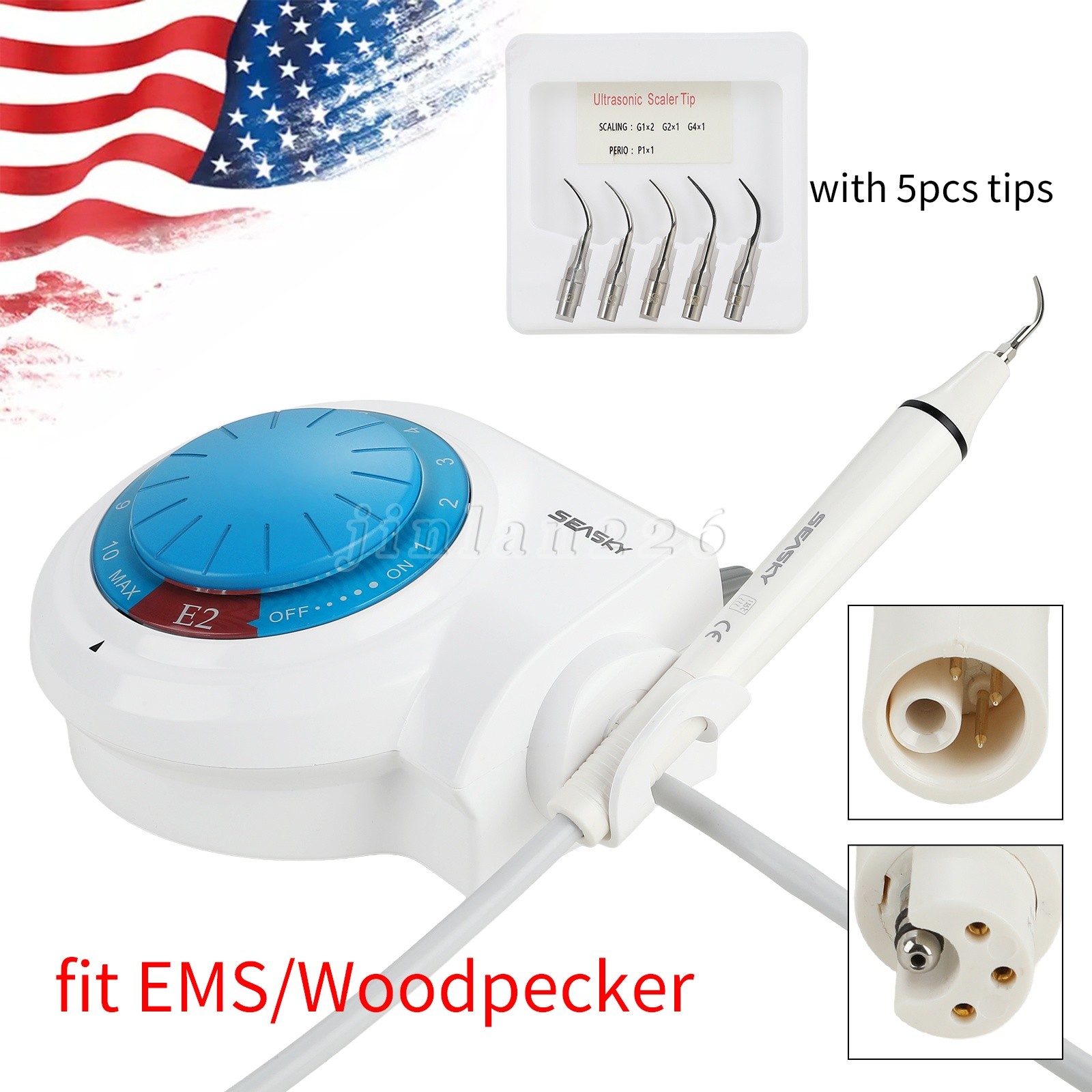 SEASKY Dental Ultrasonic Piezo Scaler w/ Handpiece 5*Tips fit EMS fit Cavitron E