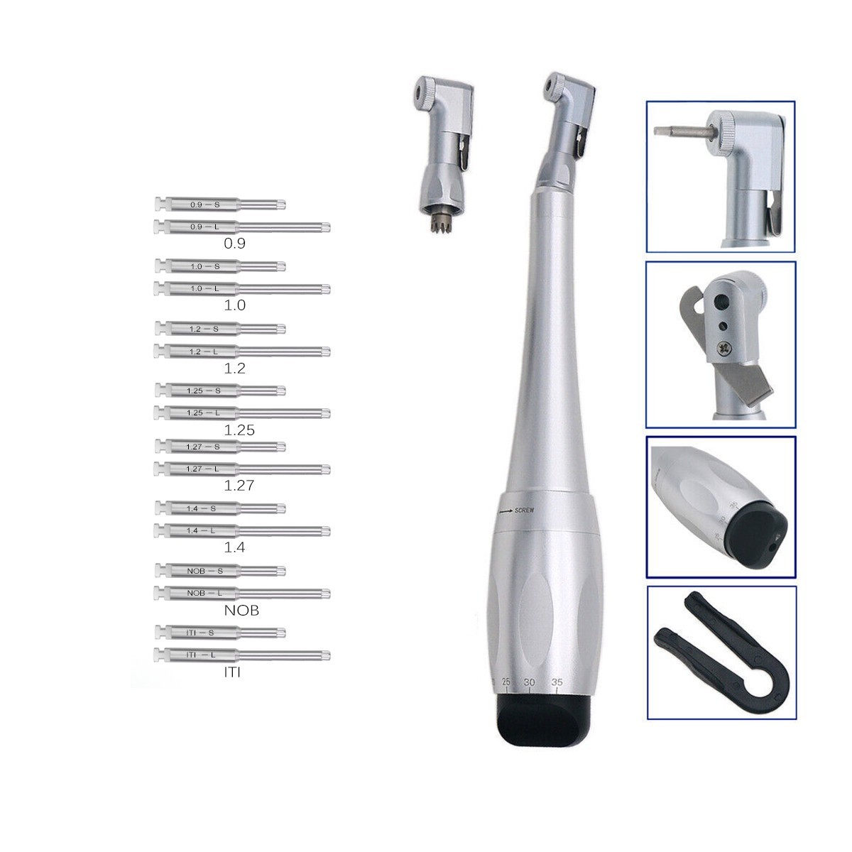Dental Torque Wrench Universal Implant Kit Wrench Contra Angle &16 Drivers