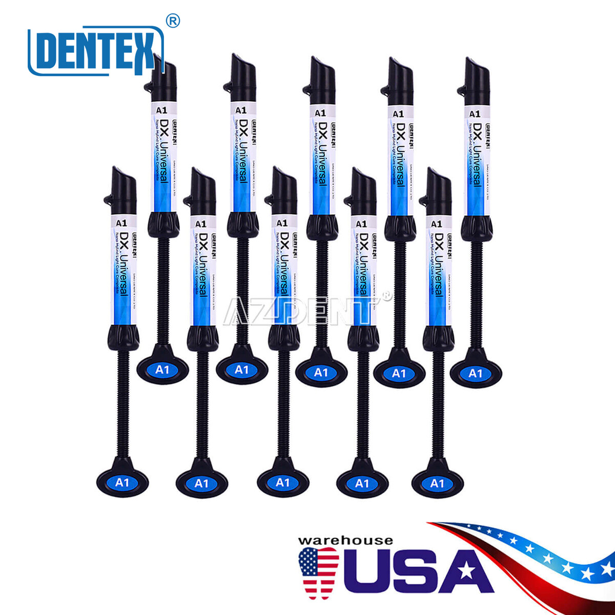 10X Dental Universal Curing Light Composite Resin Refill Syringe A1-B2 Shade