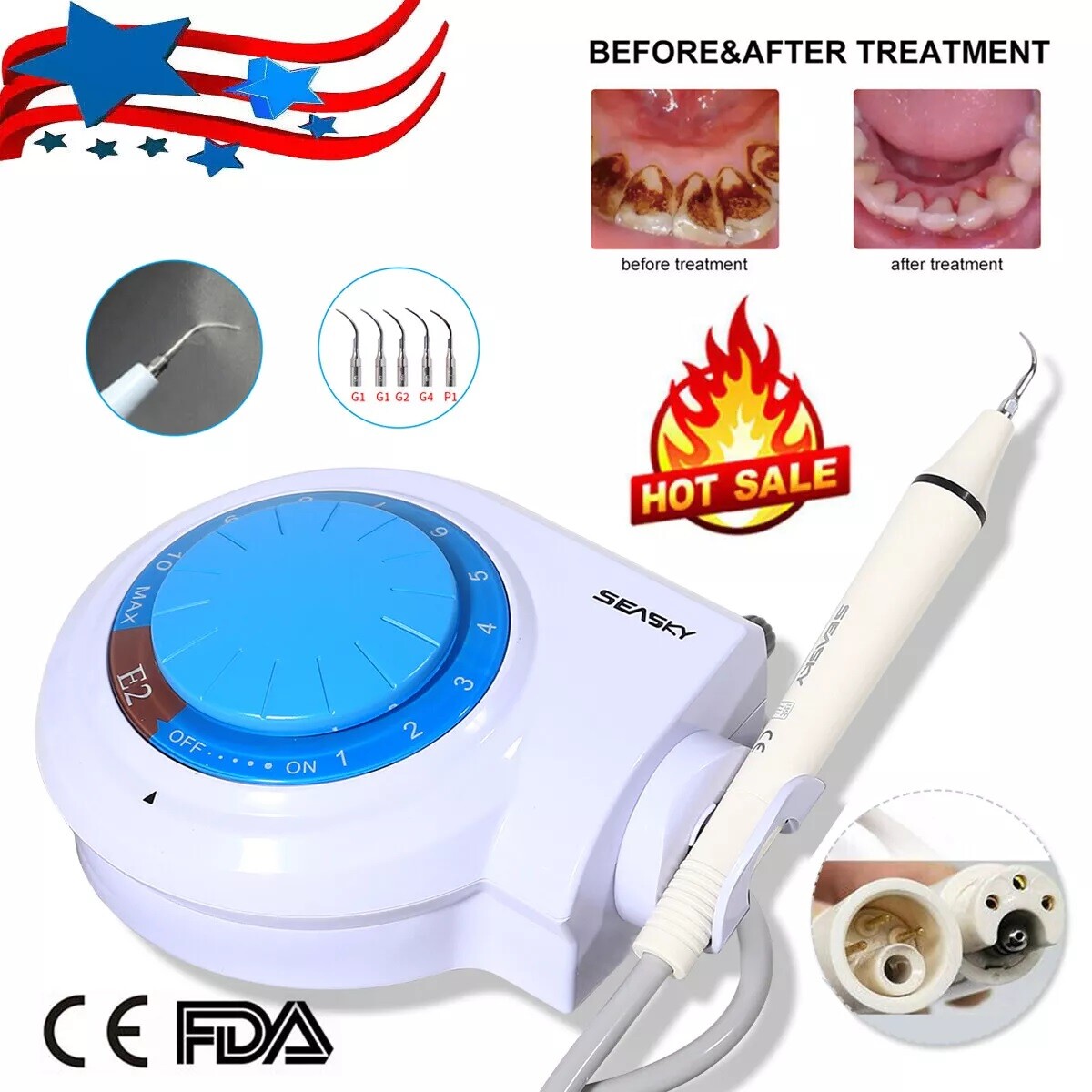 Dental Ultrasonic Scaler Unit w/ 5*Tips Handpiece For EMS SKYSEA Cavitron
