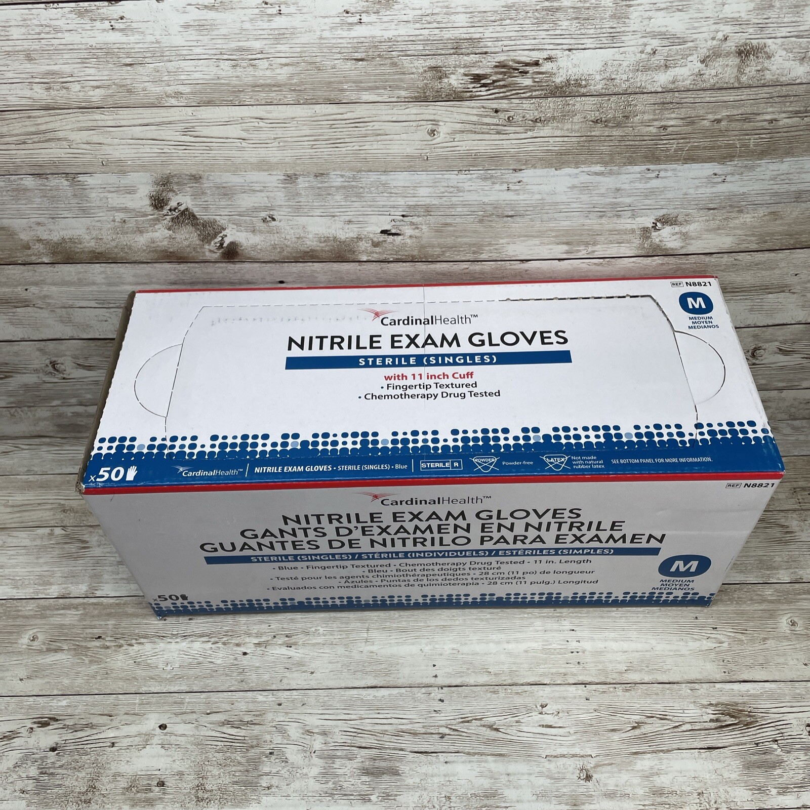 Cardinal Health Nitrile Exam Gloves Sterile 50 Single Packs Size: MED, Exp 10/25