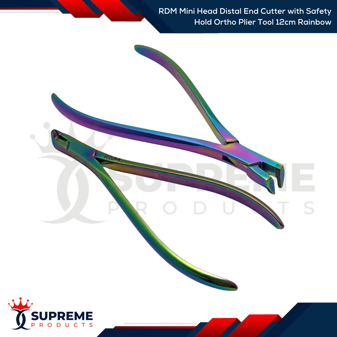 RDM Mini Head Distal End Cutter with Safety Hold Ortho Plier Tool 12cm Rainbow