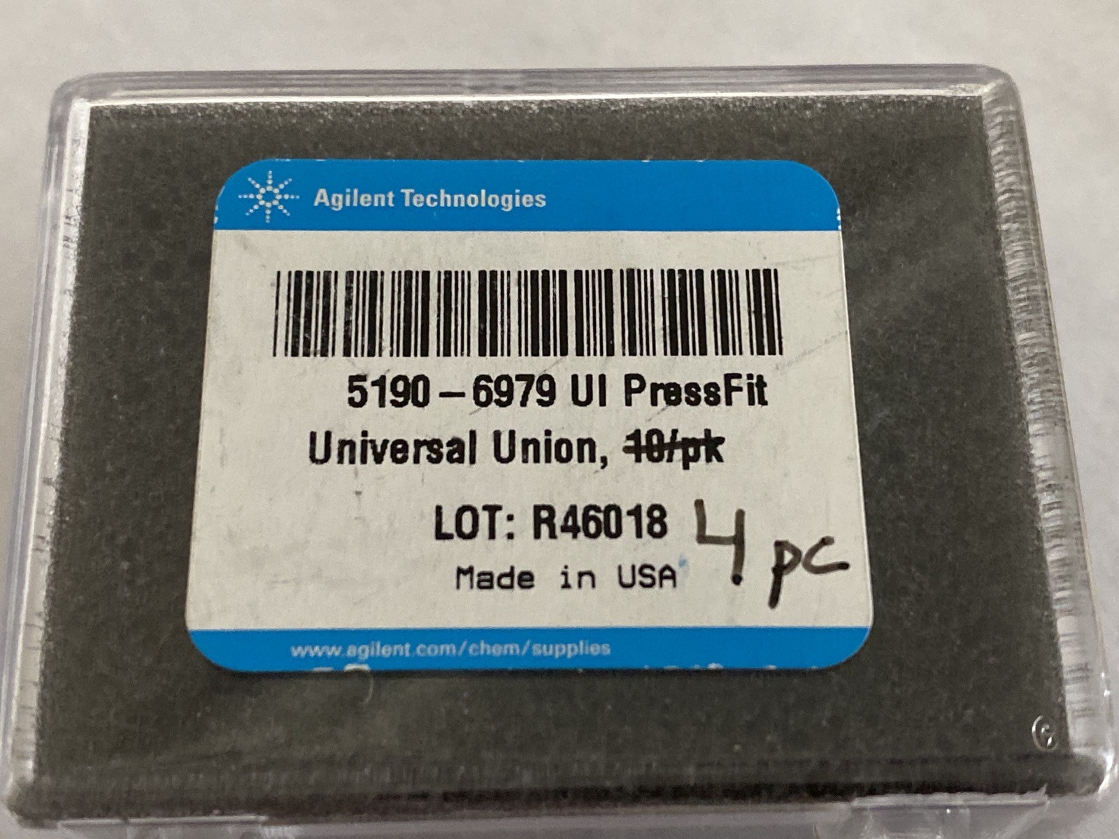 New (4) AGILENT UI Universal Press Fit Glass Capillary Column Unions 5190-6979